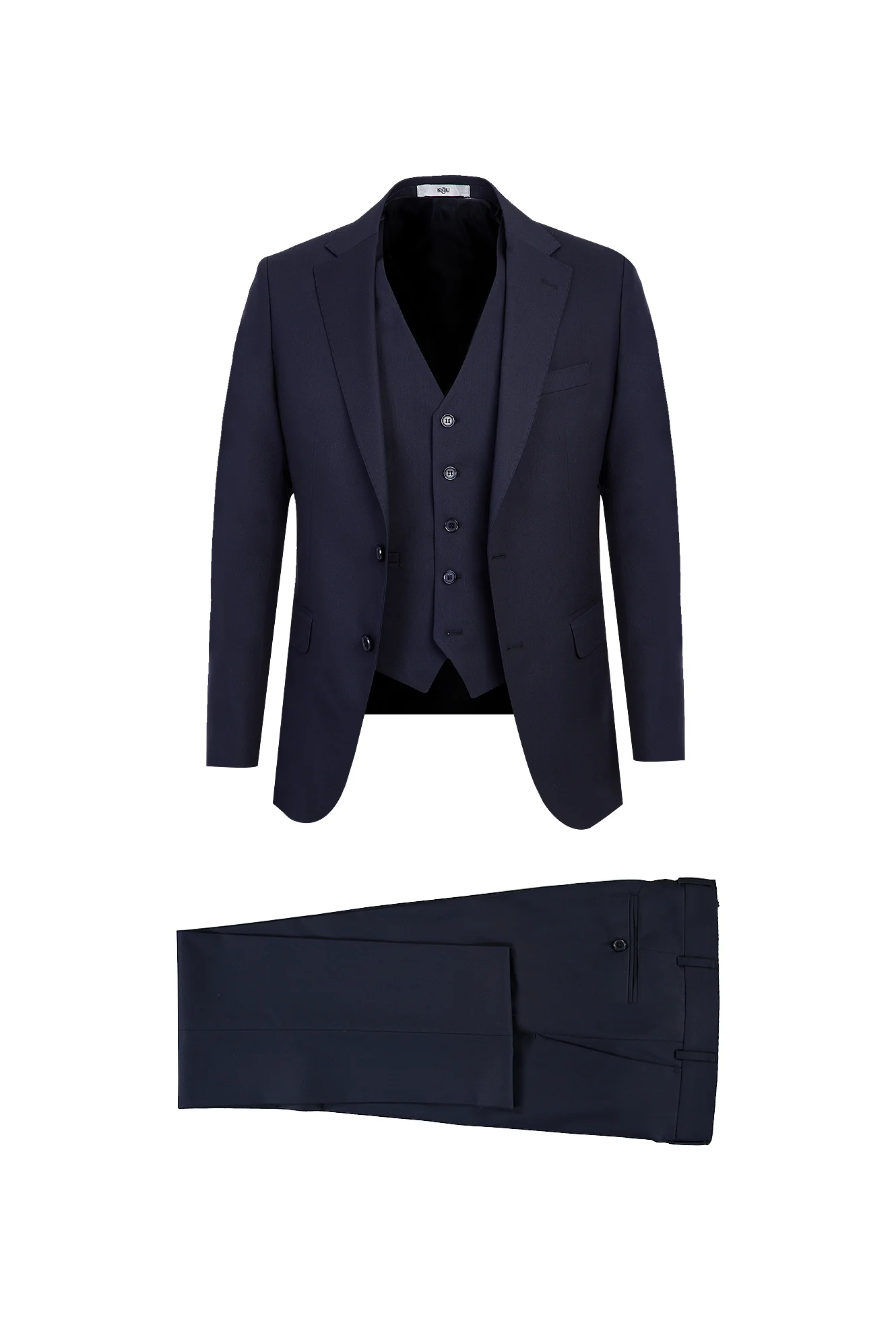 Koyu Lacivert 6 Drop Regular Fit Standart Kesim Yelekli Takım Elbise