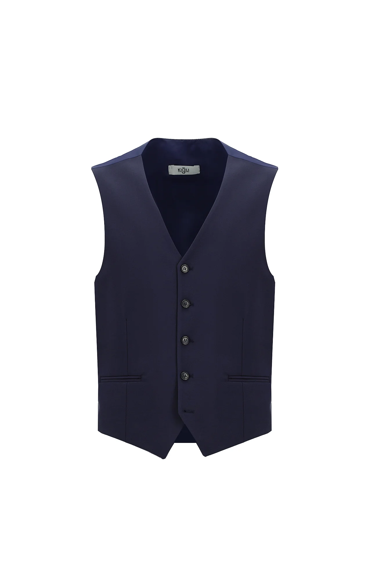 Koyu Lacivert 6 Drop Regular Fit Standart Kesim Yelekli Takım Elbise - Image 4