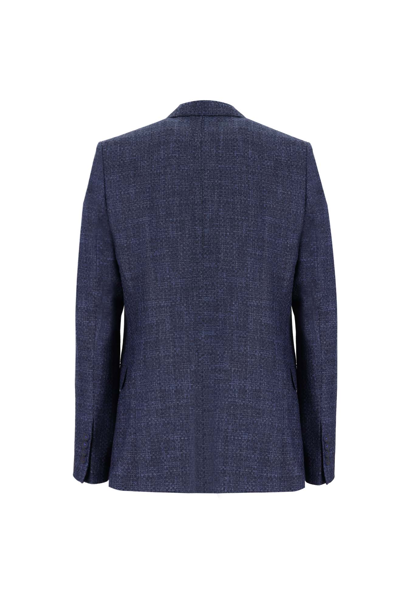 Koyu Lacivert 6 Drop Regular Fit Standart Kesim Kombinli Yelekli Keten Takım Elbise - Image 3