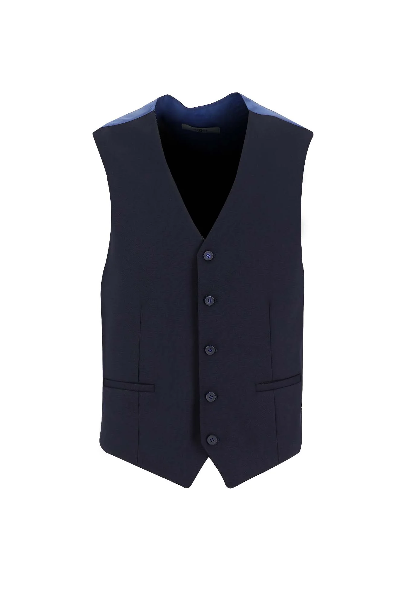 Koyu Lacivert 6 Drop Regular Fit Standart Kesim Kombinli Yelekli Keten Takım Elbise - Image 4