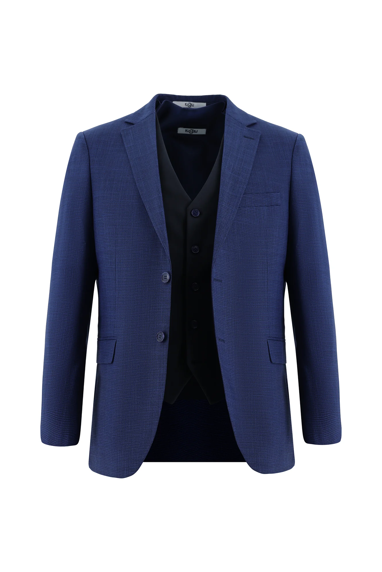 Koyu Lacivert 6 Drop Regular Fit Standart Kesim Kombinli Yelekli Takım Elbise - Image 2