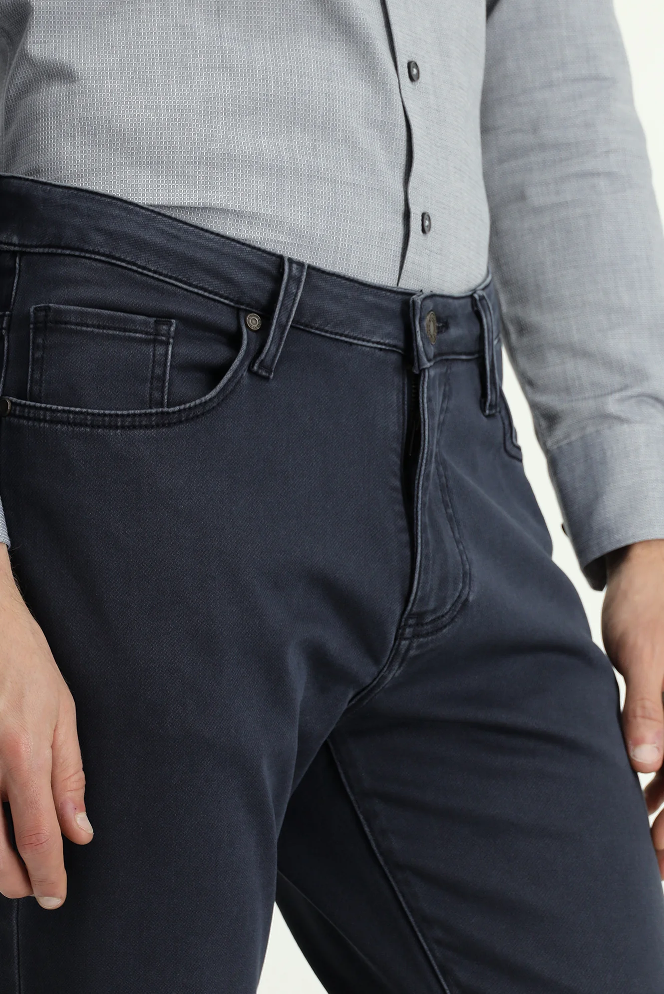 Koyu Lacivert Relaxed Fit Rahat Kesim Likralı Kanvas / Chino Pantolon - Image 5