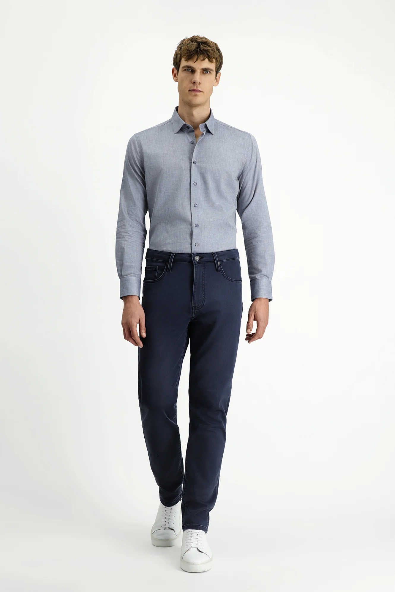 Koyu Lacivert Regular Fit Standart Kesim Likralı Kanvas / Chino Pantolon - Image 3