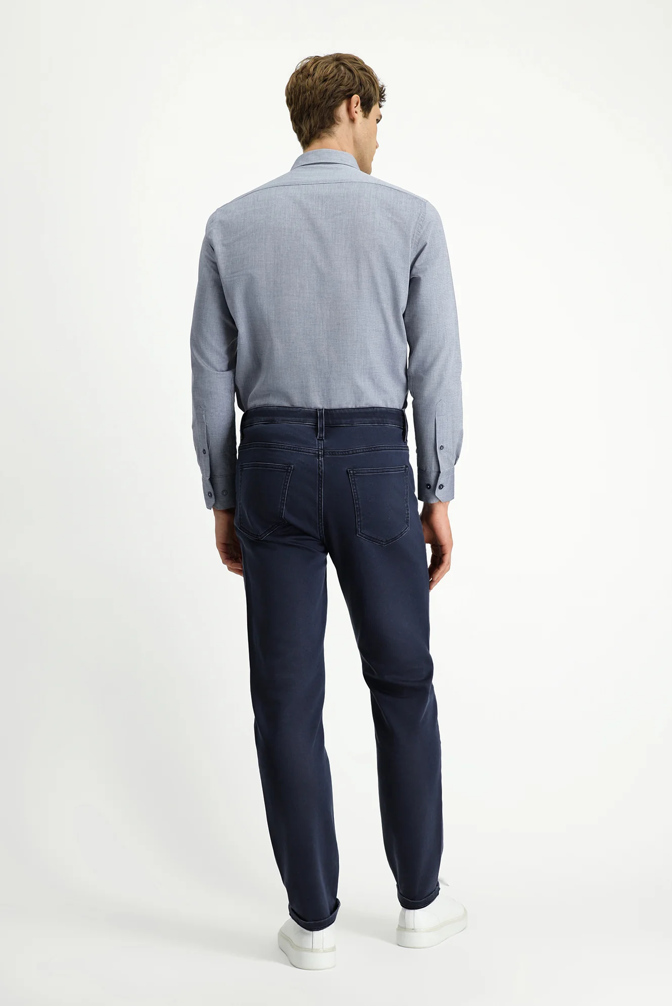 Koyu Lacivert Regular Fit Standart Kesim Likralı Kanvas / Chino Pantolon - Image 4
