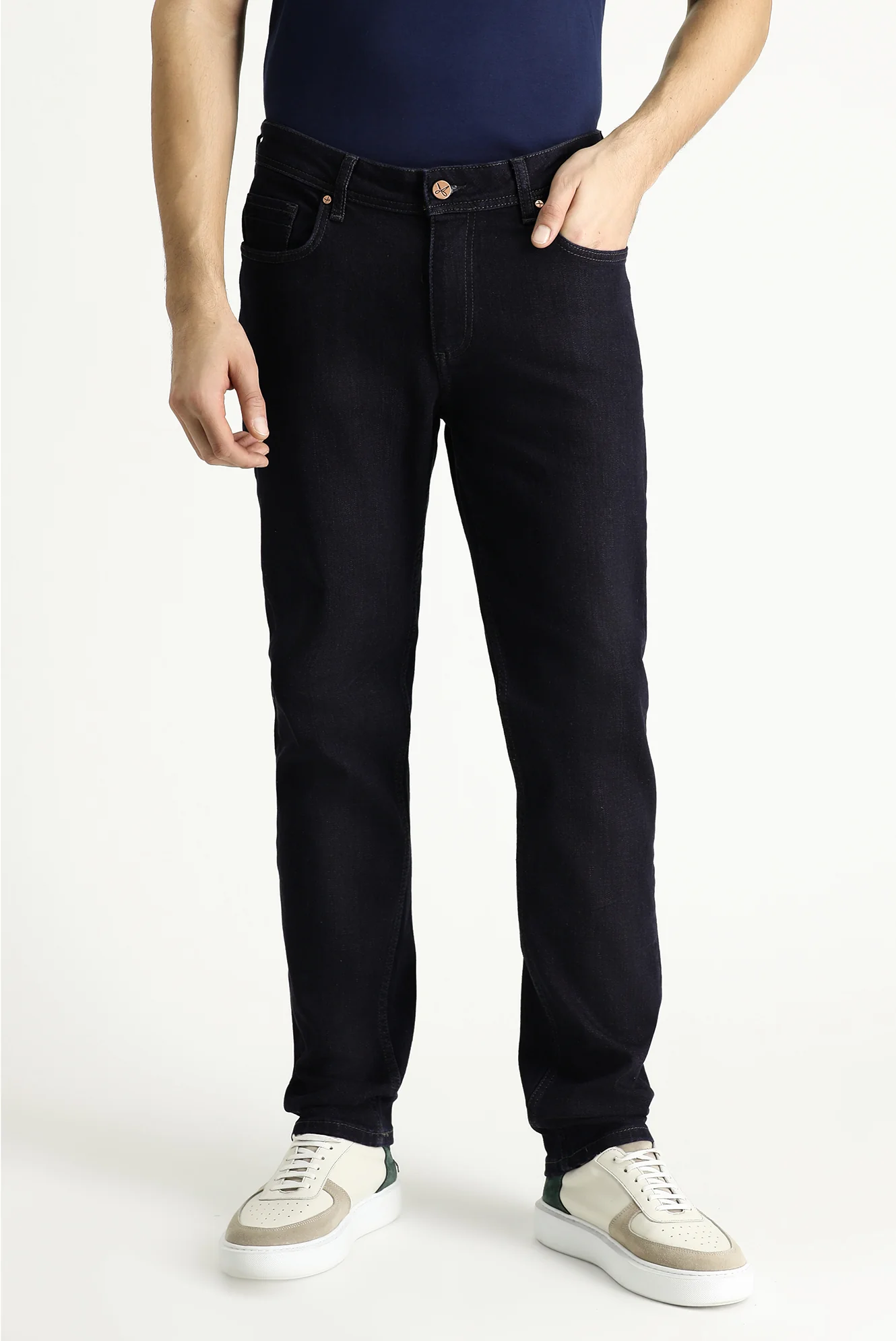 Koyu Lacivert Regular Fit Standart Kesim Likralı Denim Pantolon - Image 2