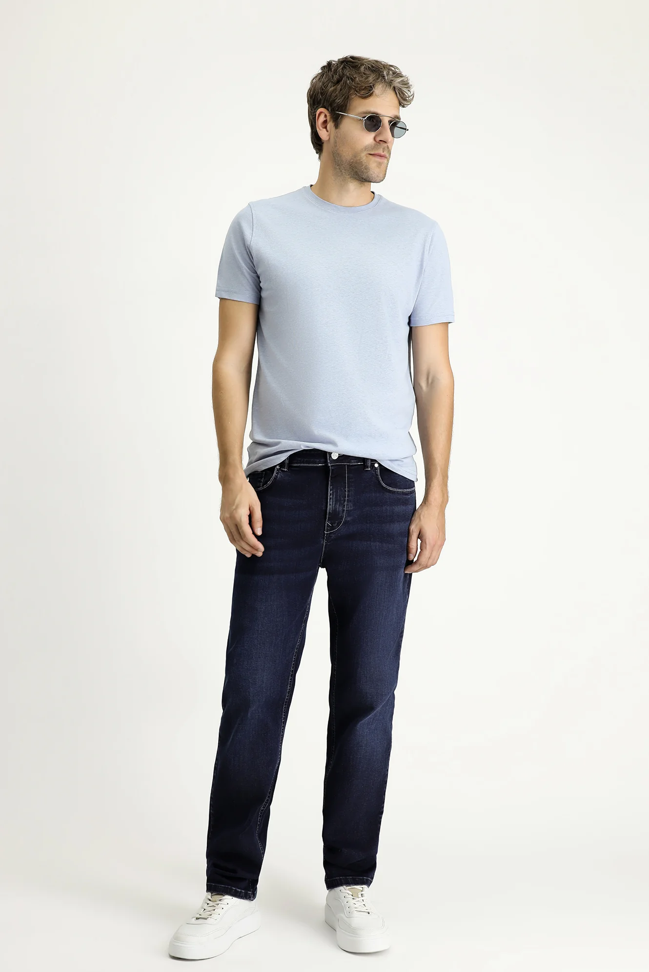 Koyu Lacivert Regular Fit Standart Kesim Likralı Denim Pantolon