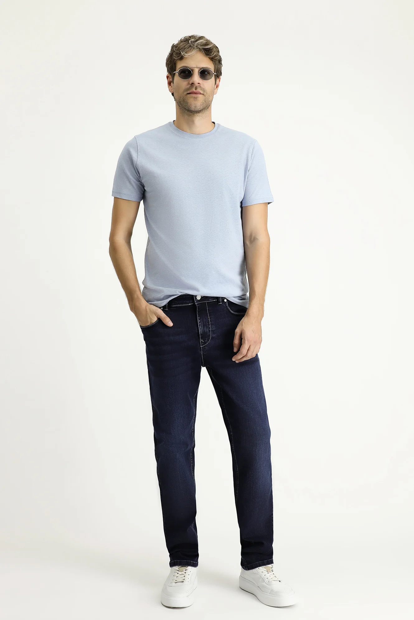 Koyu Lacivert Regular Fit Standart Kesim Likralı Denim Pantolon - Image 2