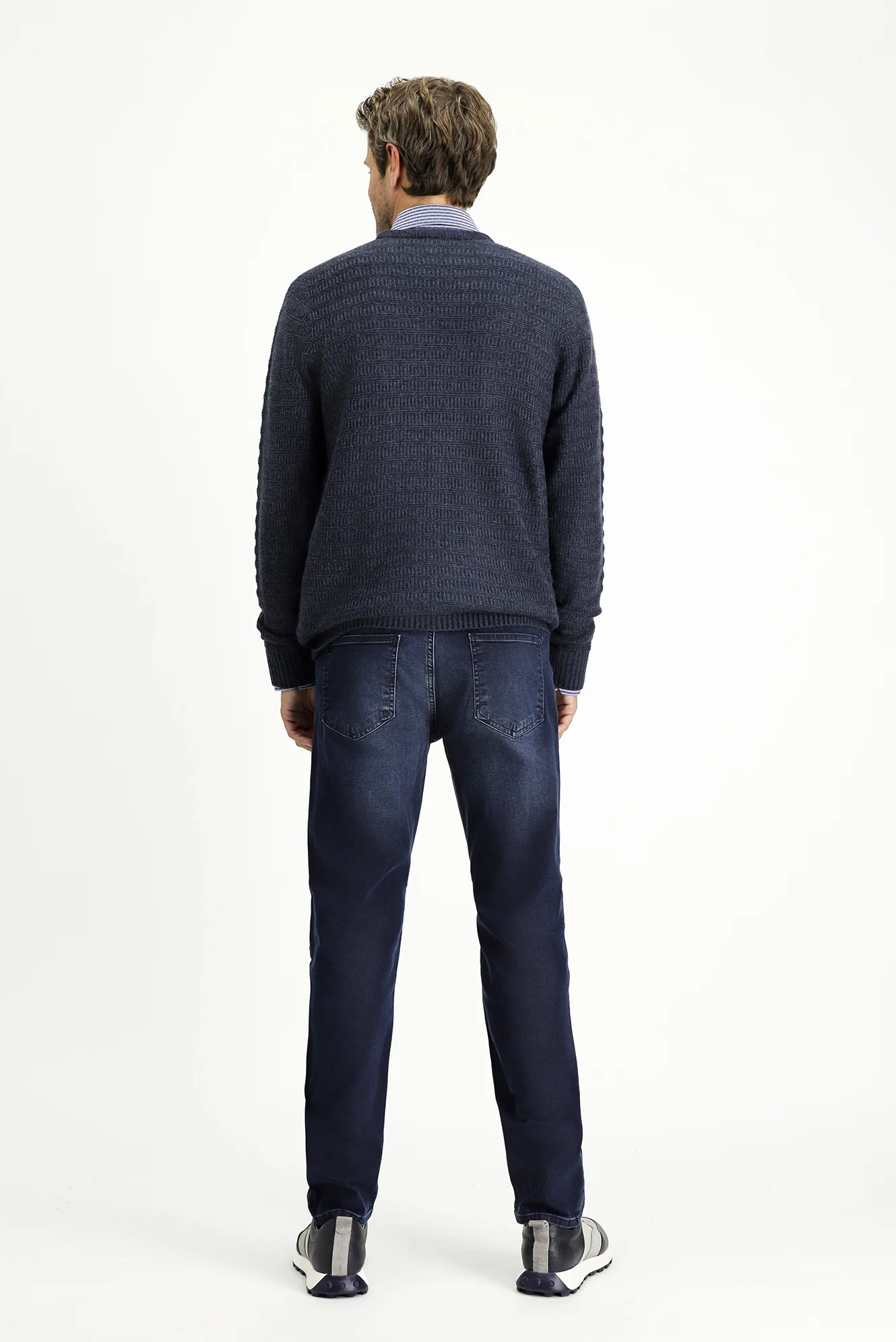 Koyu Lacivert Regular Fit Standart Kesim Likralı Denim Pantolon - Image 5