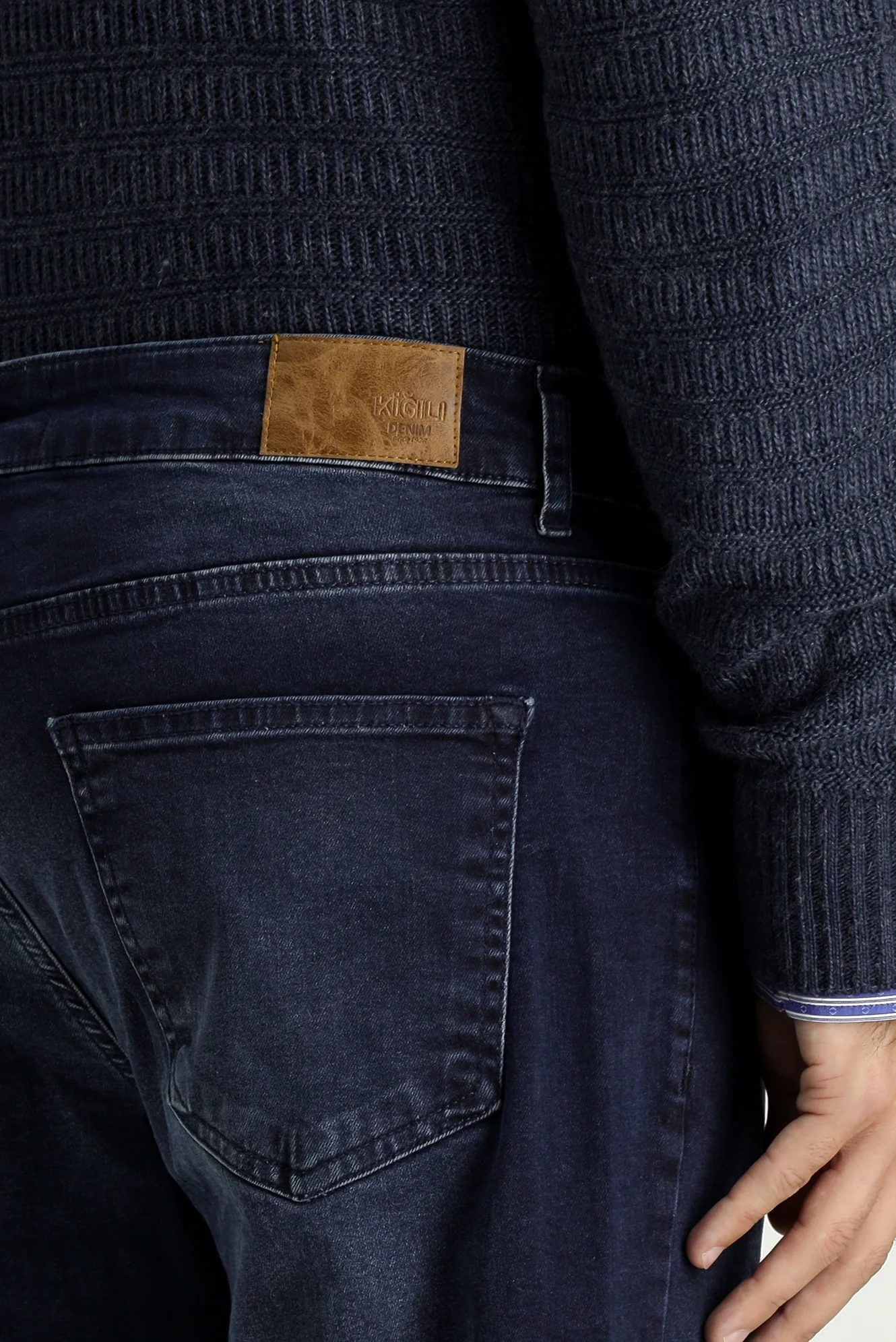 Koyu Lacivert Regular Fit Standart Kesim Likralı Denim Pantolon - Image 6
