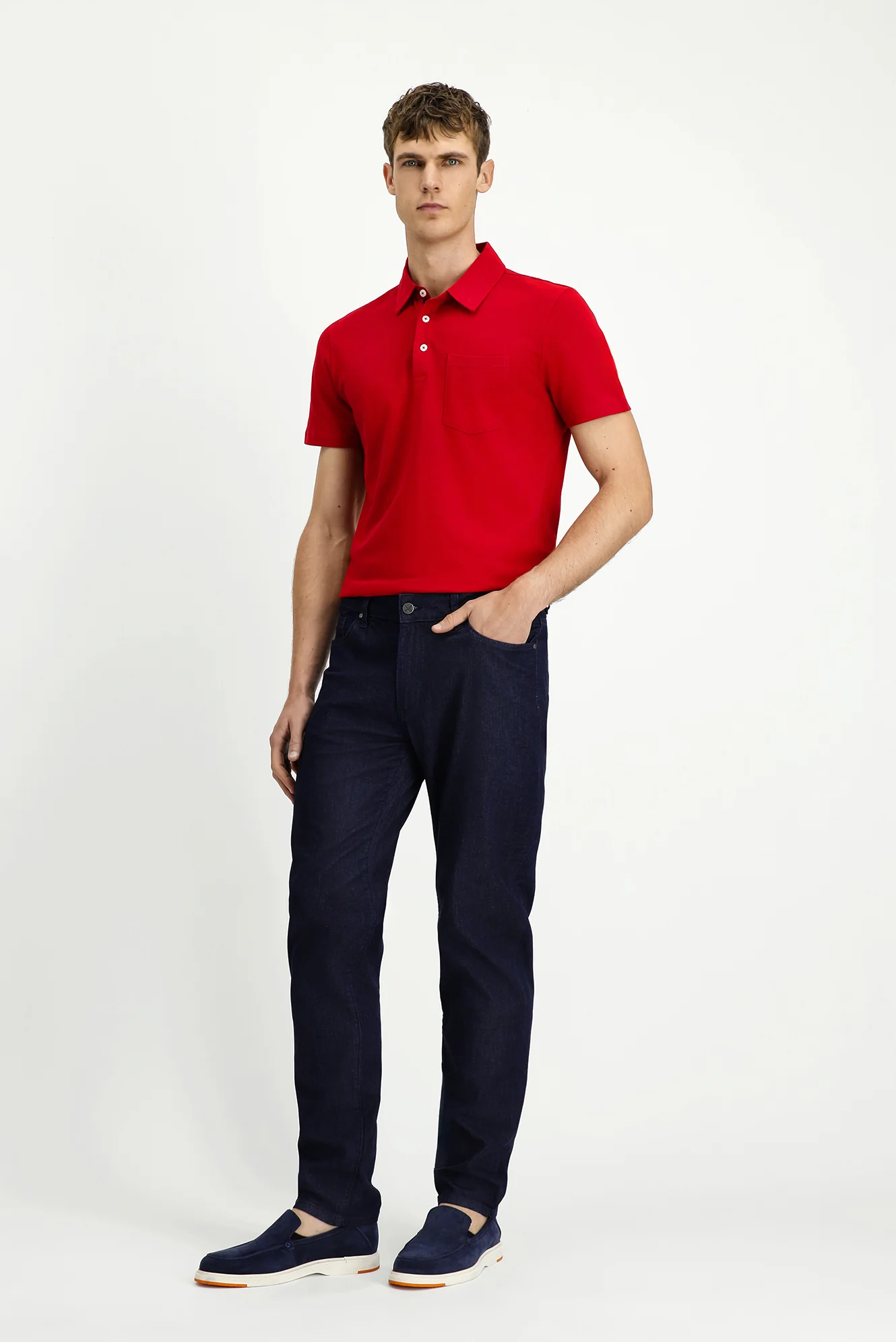 Koyu Lacivert Regular Fit Standart Kesim Likralı Denim Pantolon - Image 3
