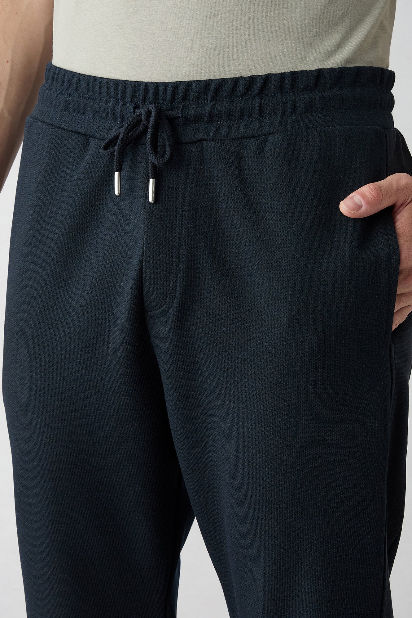 Koyu Lacivert Beli Lastikli İpli Cepli Likralı Sweatpant / Eşofman Altı - Image 2