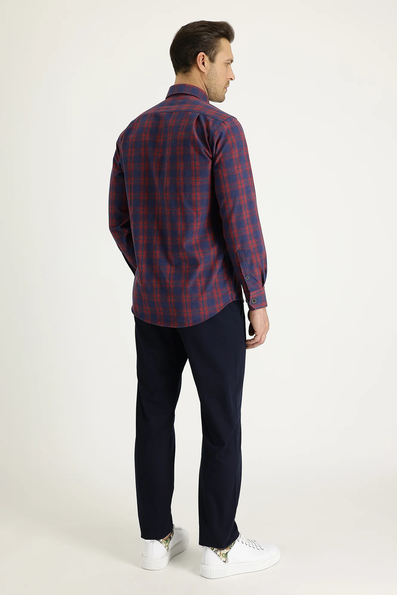 Koyu Lacivert Regular Fit Standart Kesim Likralı Kanvas / Chino Pantolon - Image 3