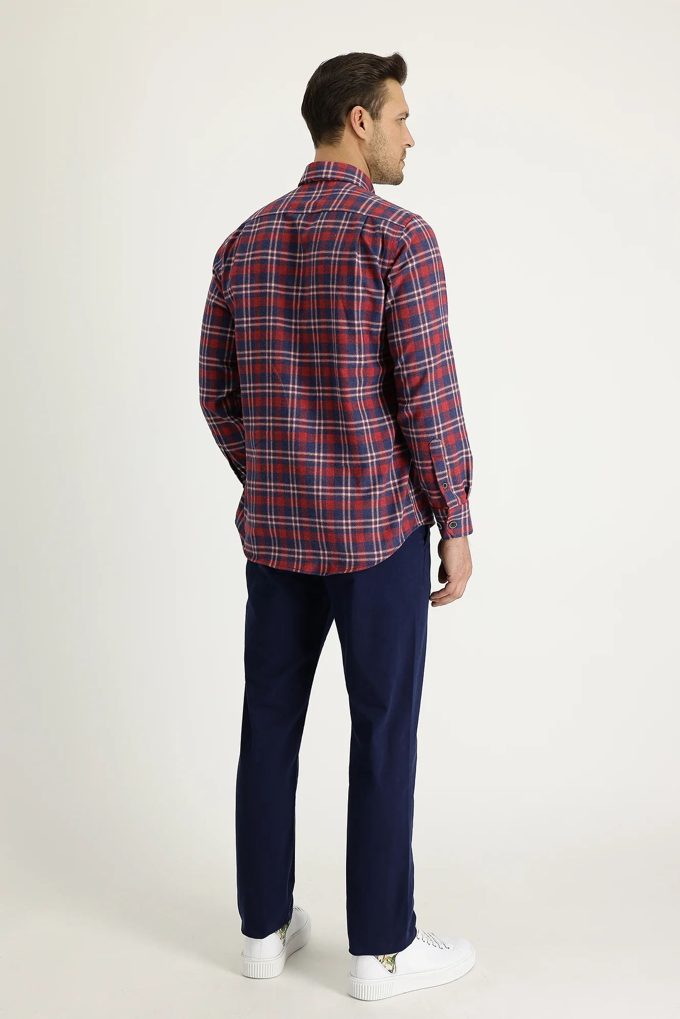 Koyu Lacivert Regular Fit Standart Kesim Likralı Kanvas / Chino Pantolon - Image 3