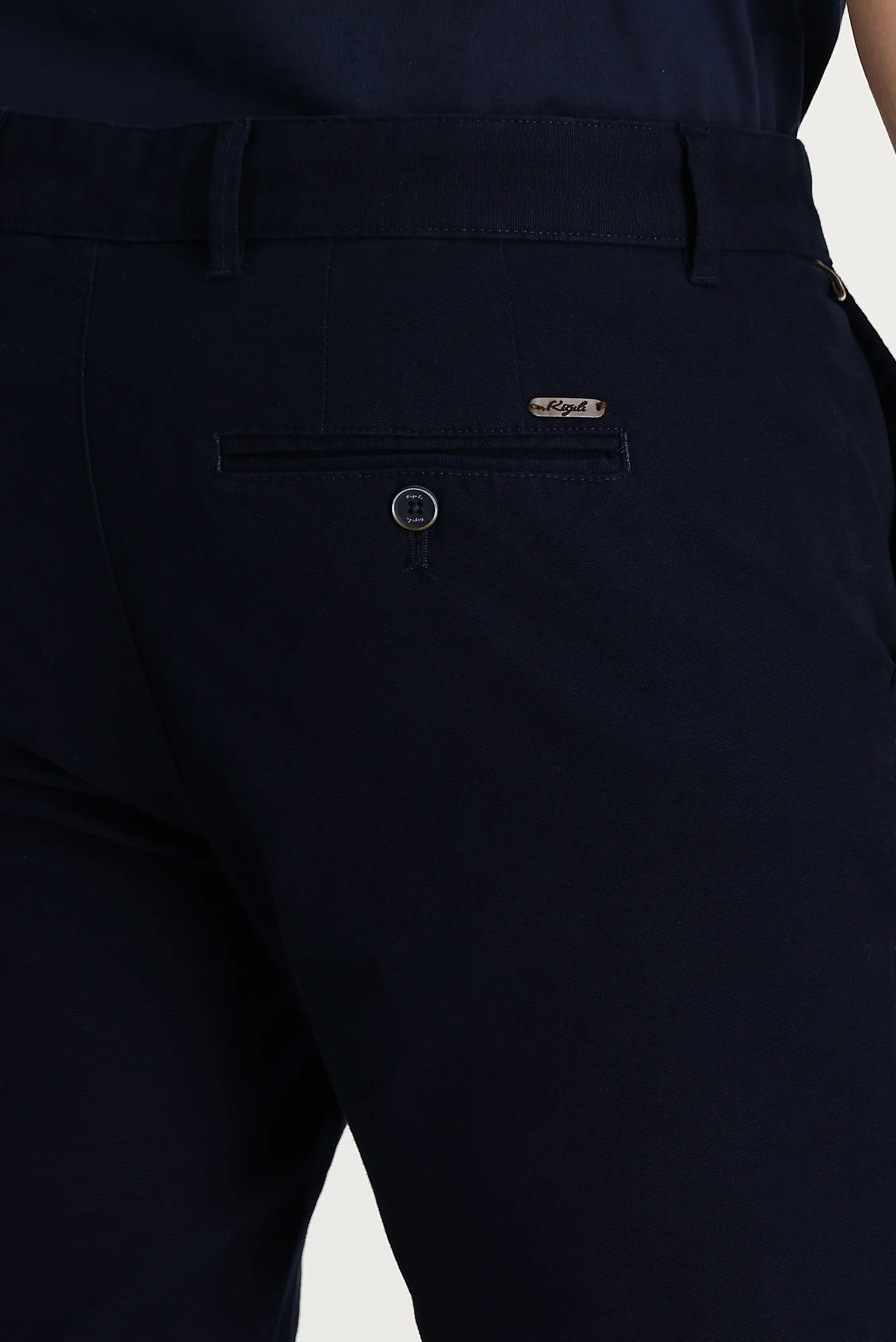 Koyu Lacivert Regular Fit Standart Kesim Desenli Likralı Kanvas / Chino Pantolon - Image 5