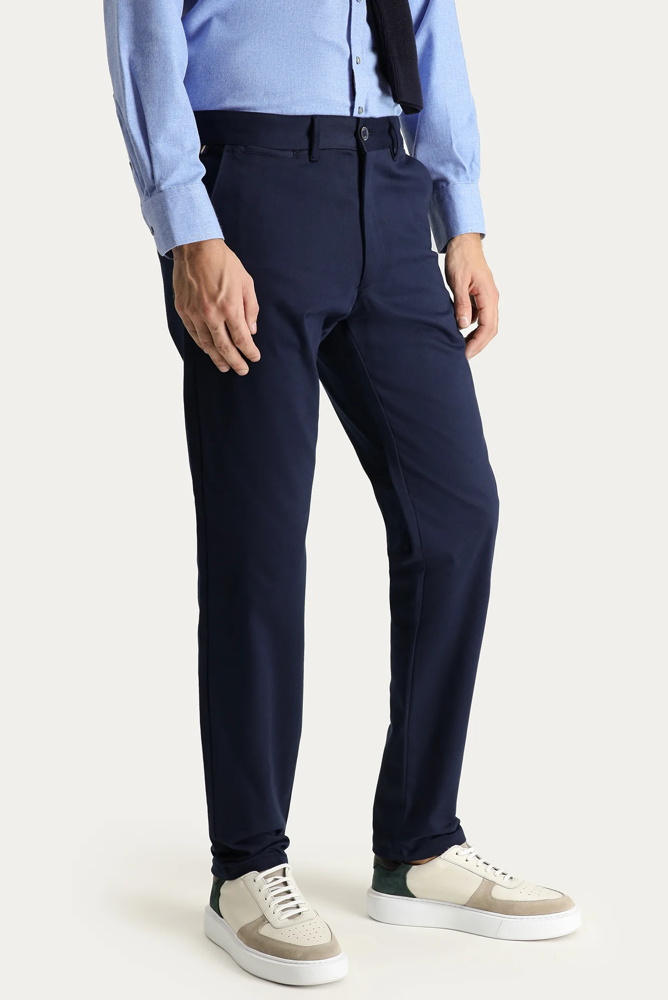 Koyu Lacivert Regular Fit Standart Kesim Likralı Kanvas / Chino Pantolon - Image 3
