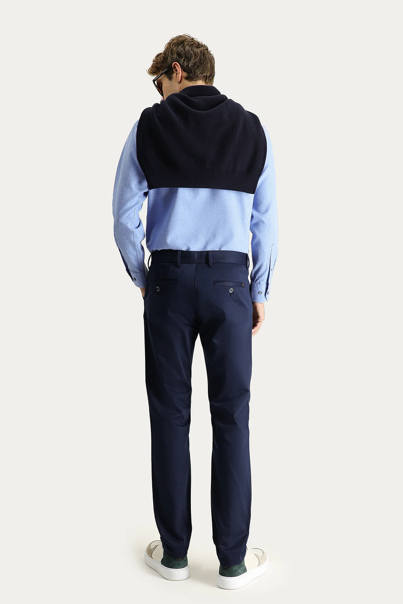 Koyu Lacivert Regular Fit Standart Kesim Likralı Kanvas / Chino Pantolon - Image 4