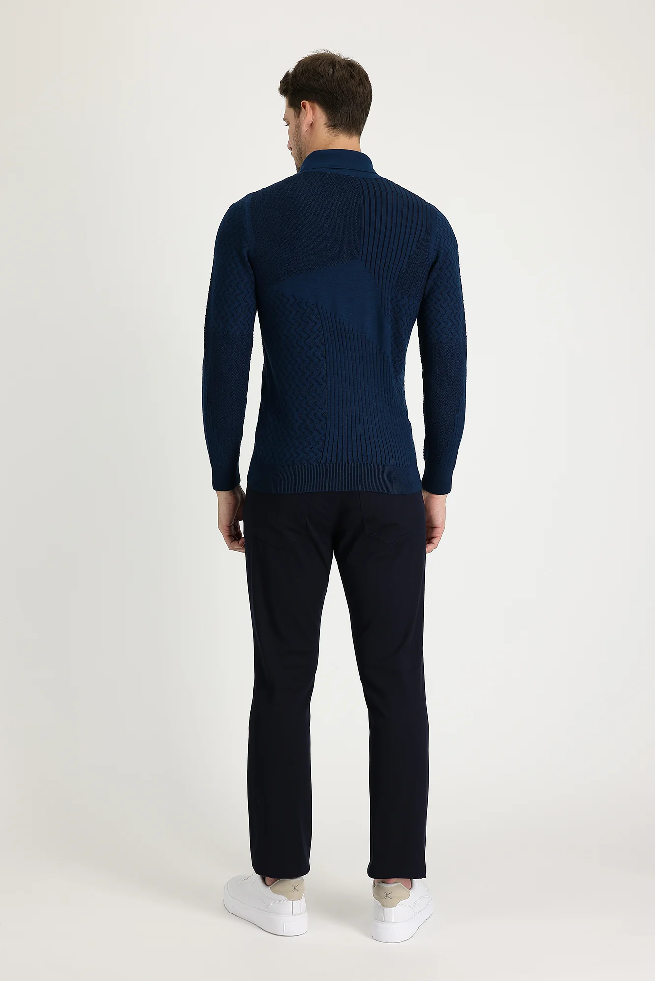 Koyu Lacivert Regular Fit Standart Kesim Likralı Kanvas / Chino Pantolon - Image 3
