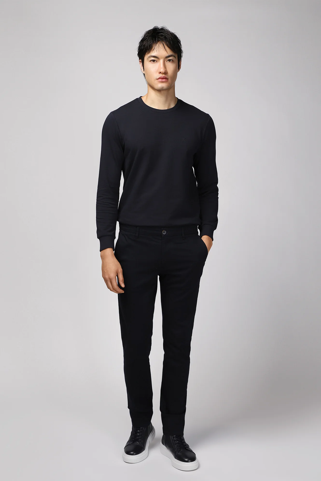 Koyu Lacivert Regular Fit Standart Kesim Likralı Kanvas / Chino Pantolon