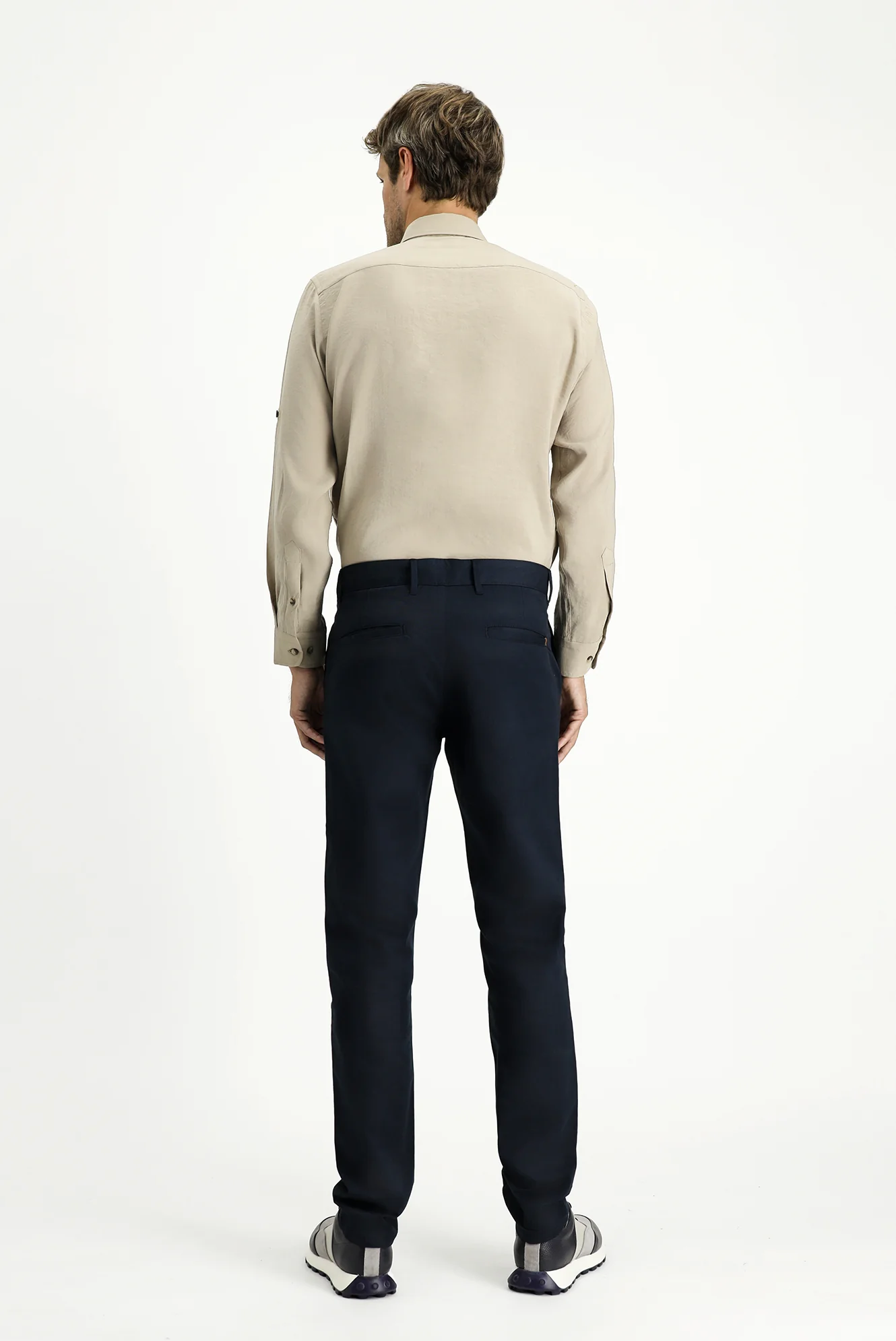 Koyu Lacivert Regular Fit Standart Kesim Likralı Kanvas / Chino Pantolon - Image 4