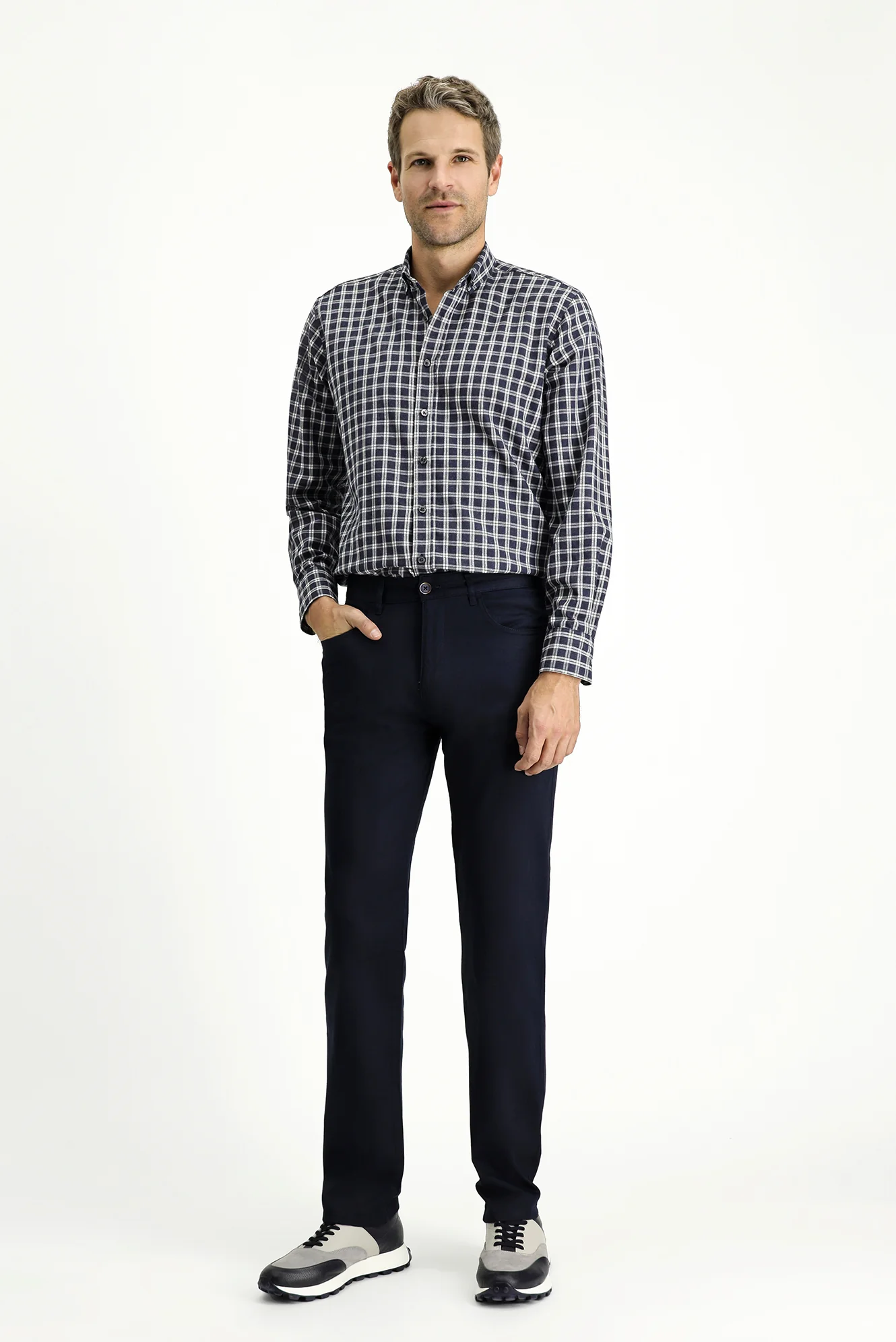 Koyu Lacivert Regular Fit Standart Kesim Likralı Kanvas / Chino Pantolon - Image 2