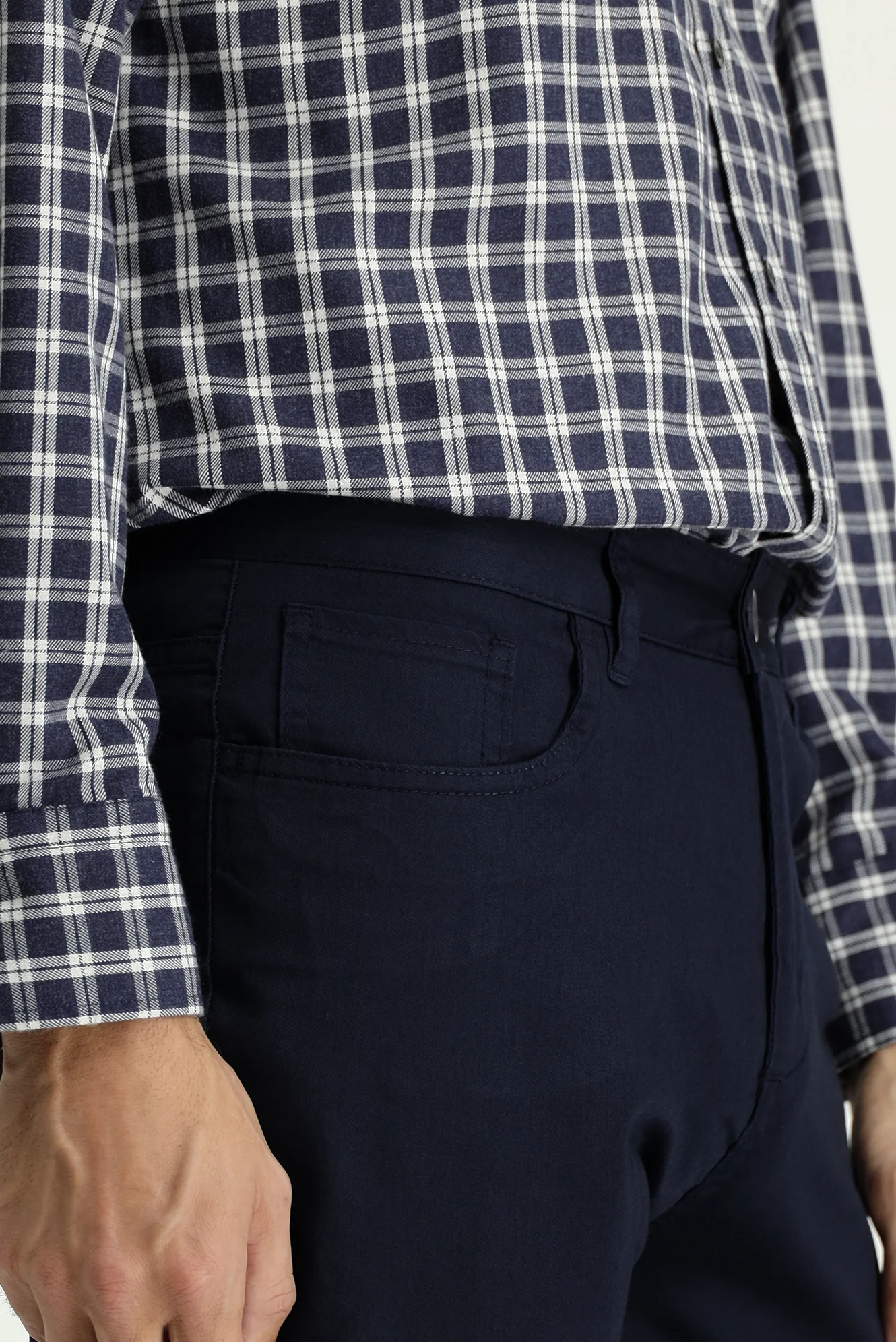 Koyu Lacivert Regular Fit Standart Kesim Likralı Kanvas / Chino Pantolon - Image 3