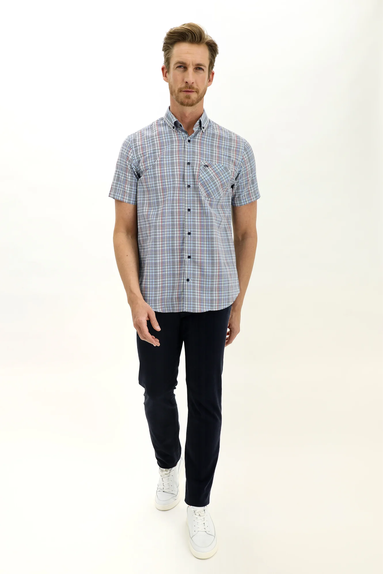 Koyu Lacivert Regular Fit Standart Kesim Likralı Kanvas / Chino Pantolon