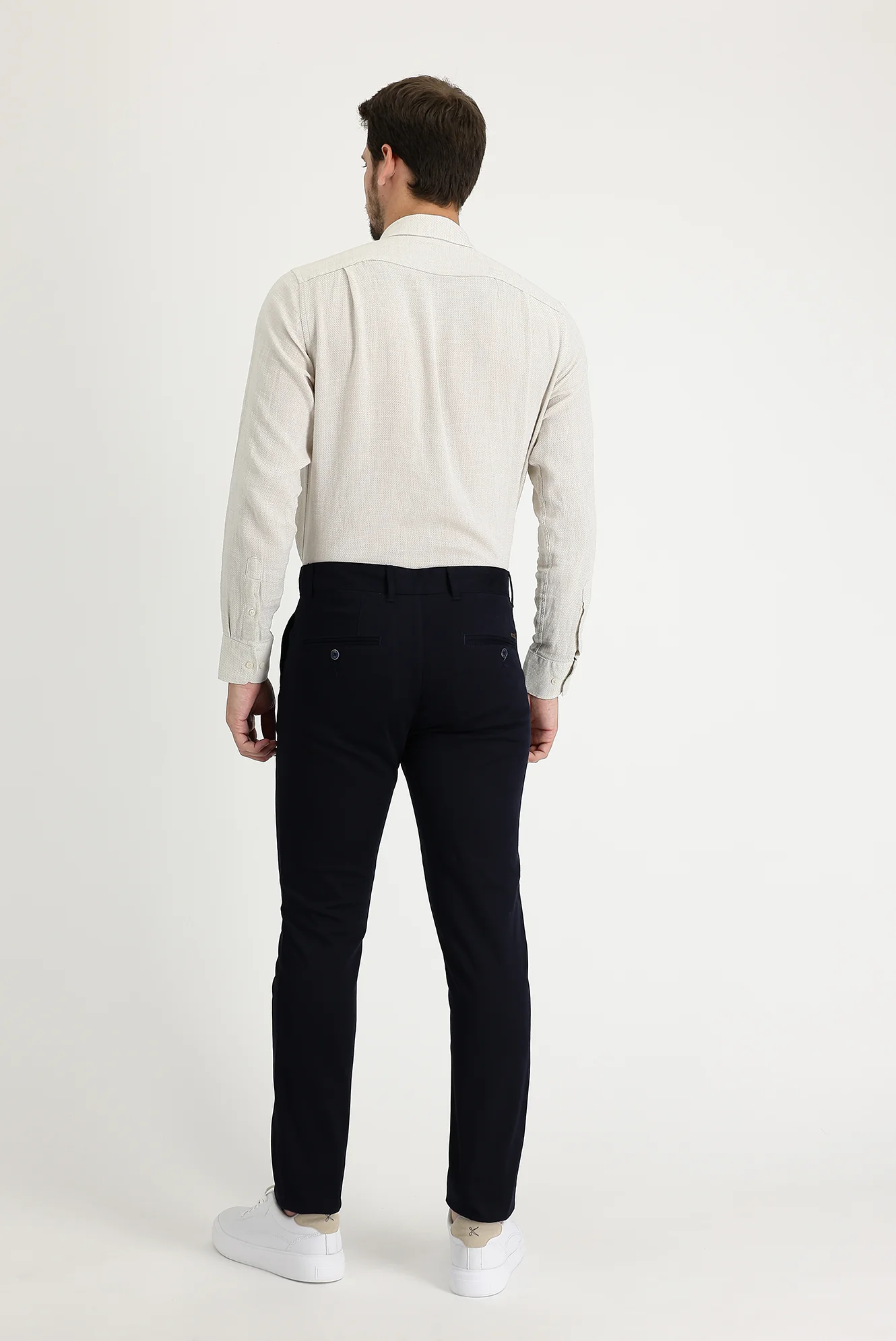 Koyu Lacivert Regular Fit Standart Kesim Likralı Kanvas / Chino Pantolon - Image 2