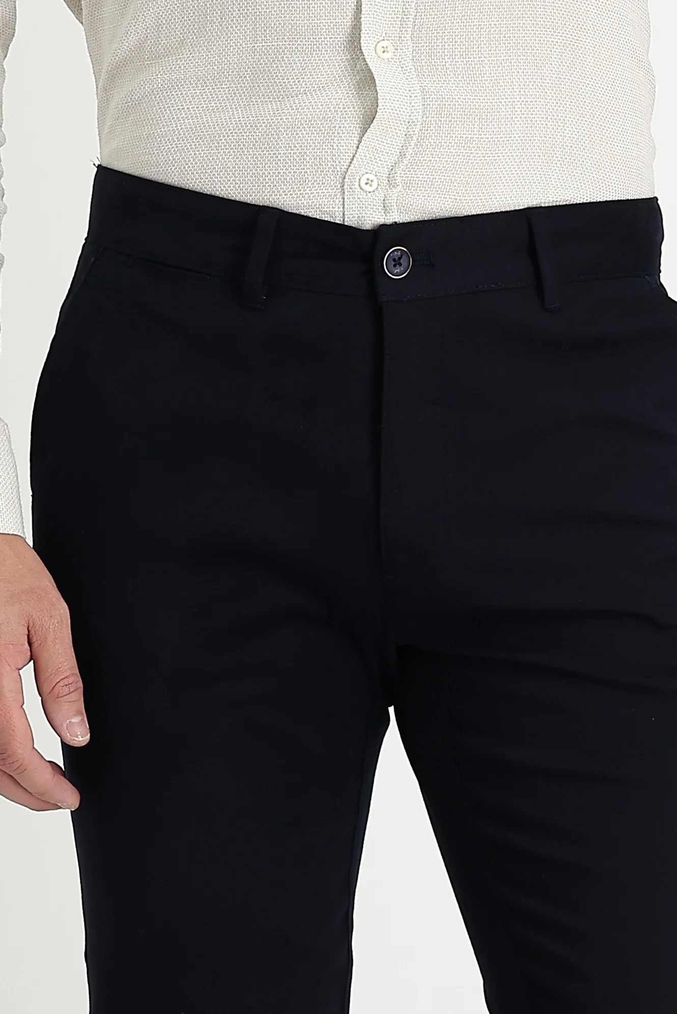 Koyu Lacivert Regular Fit Standart Kesim Likralı Kanvas / Chino Pantolon - Image 3