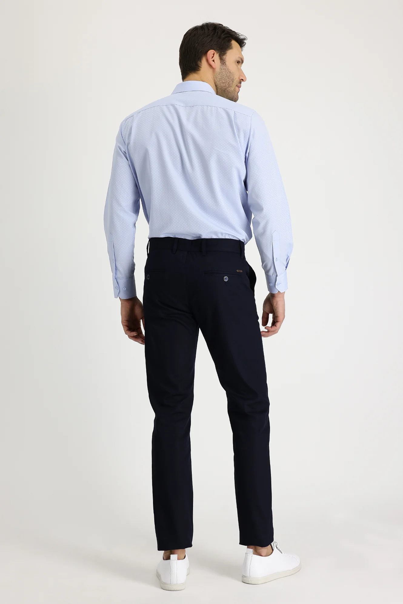 Koyu Lacivert Regular Fit Standart Kesim Likralı Kanvas / Chino Pantolon - Image 4