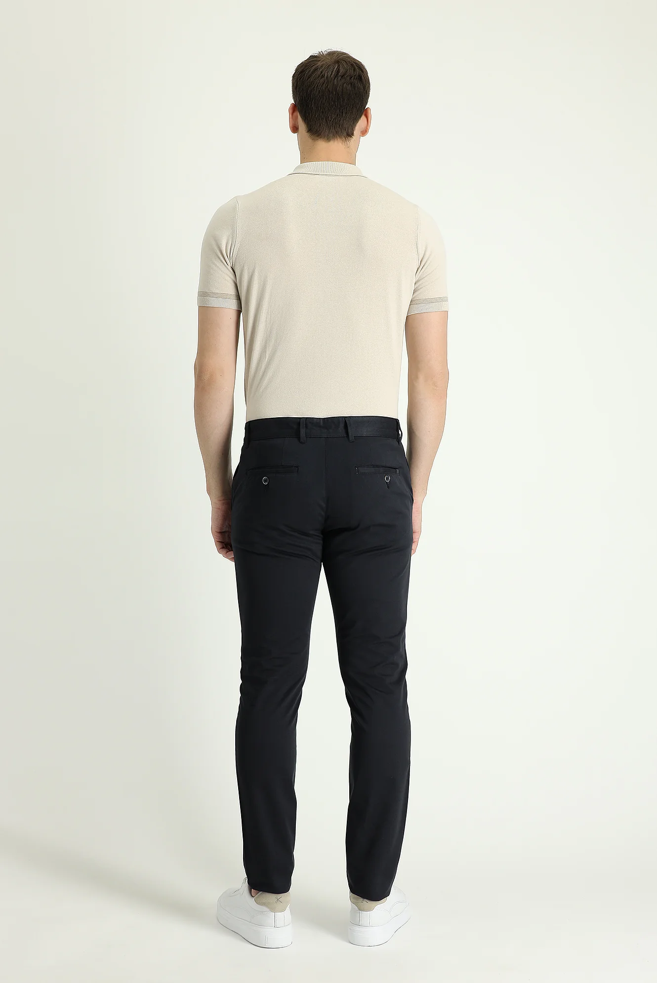 Koyu Lacivert Regular Fit Standart Kesim Likralı Kanvas / Chino Pantolon - Image 4