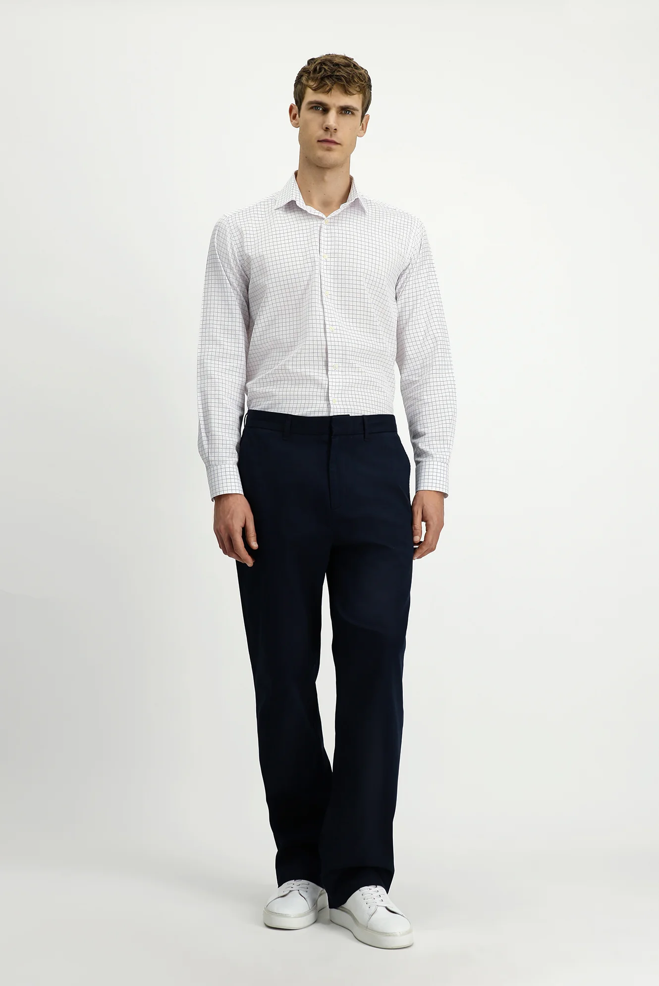 Koyu Lacivert Regular Fit Standart Kesim Likralı Kanvas / Chino Pantolon