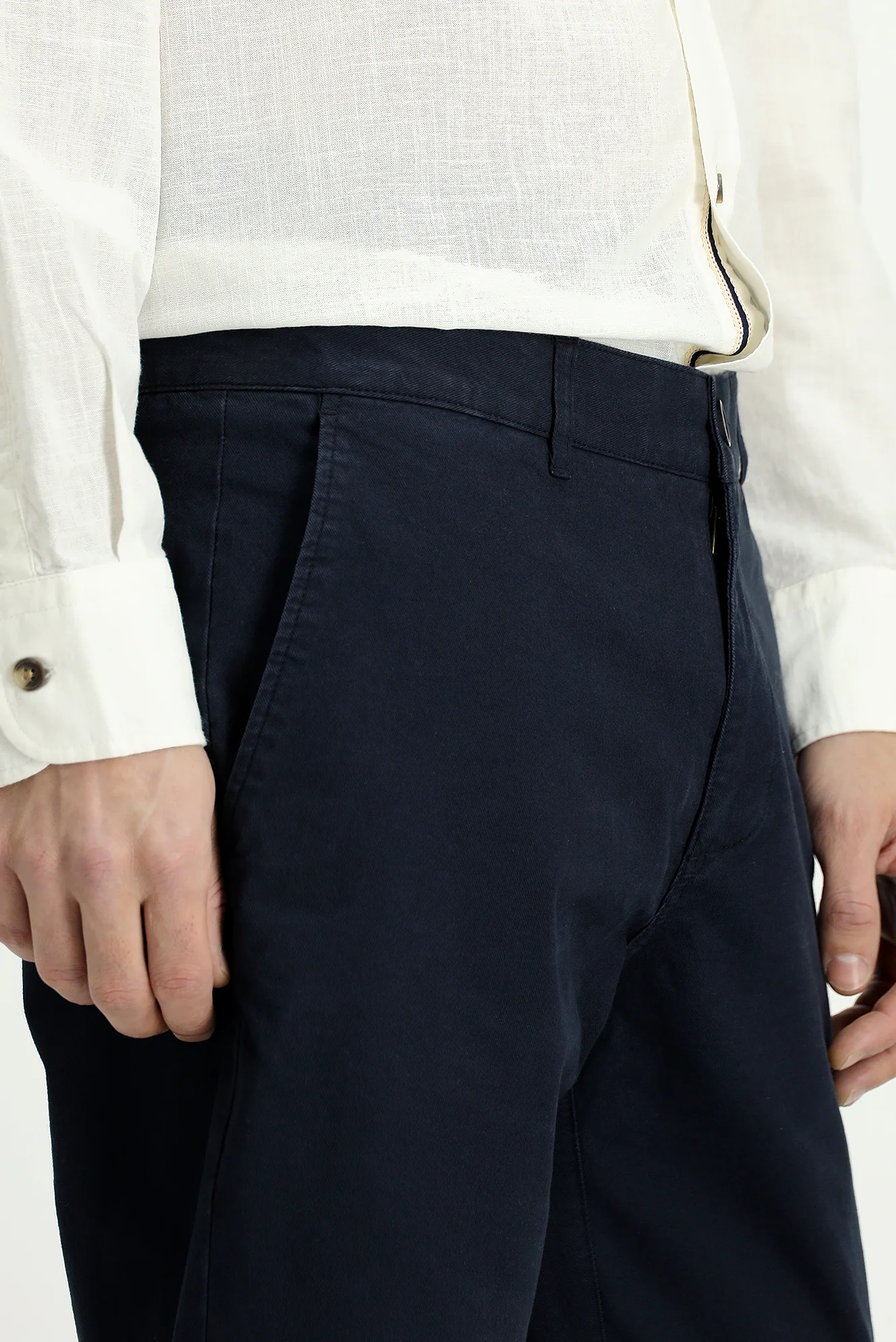 Koyu Lacivert Regular Fit Standart Kesim Likralı Kanvas / Chino Pantolon - Image 5
