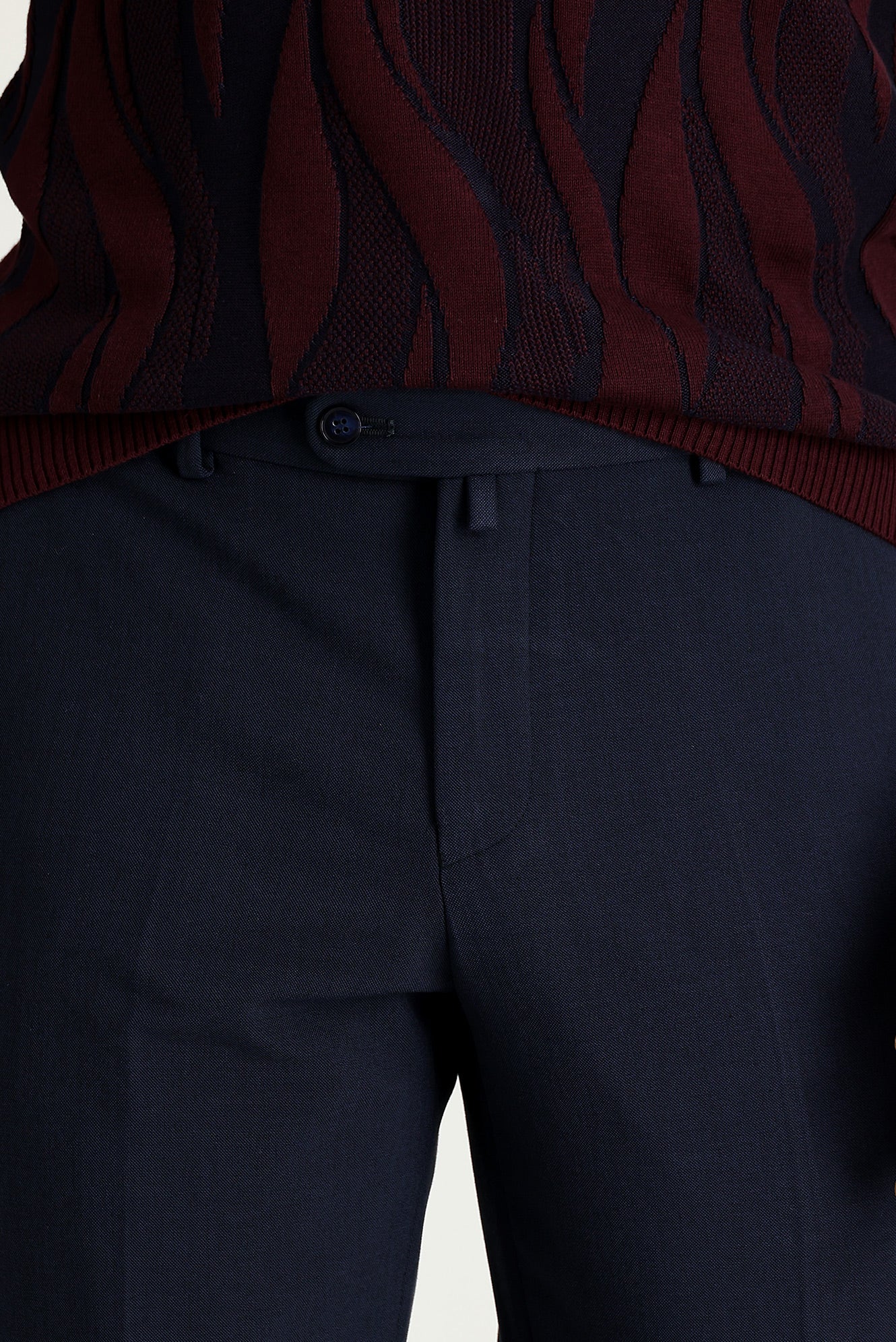 Koyu Lacivert 6 Drop Regular Fit Standart Kesim Likralı Klasik Kumaş Pantolon - Image 2
