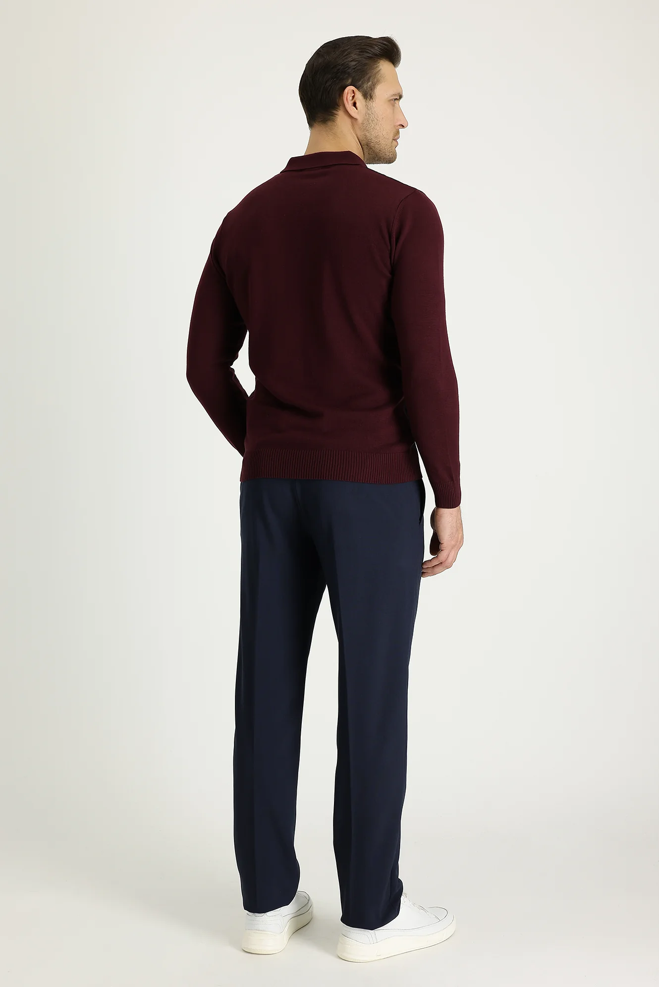Koyu Lacivert 6 Drop Regular Fit Standart Kesim Likralı Klasik Kumaş Pantolon - Image 3