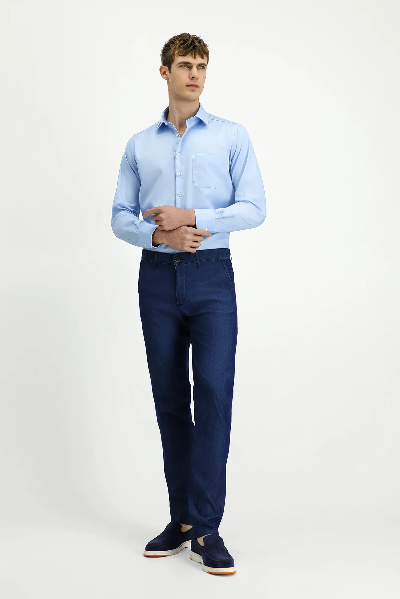 Koyu Lacivert Regular Fit Standart Kesim Lyocell Karışımlı Kanvas / Chino Pantolon - Image 3