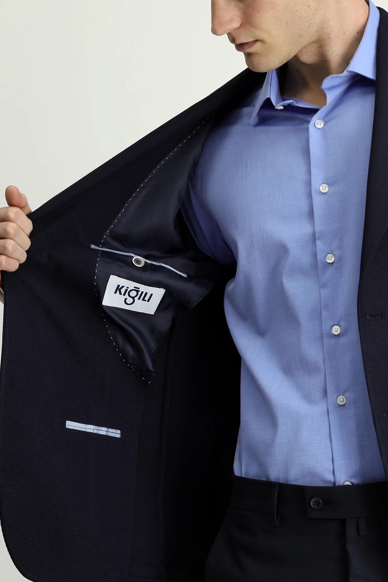 Koyu Lacivert 6 Drop Regular Fit Standart Kesim Likralı Desenli Spor Ceket - Image 6