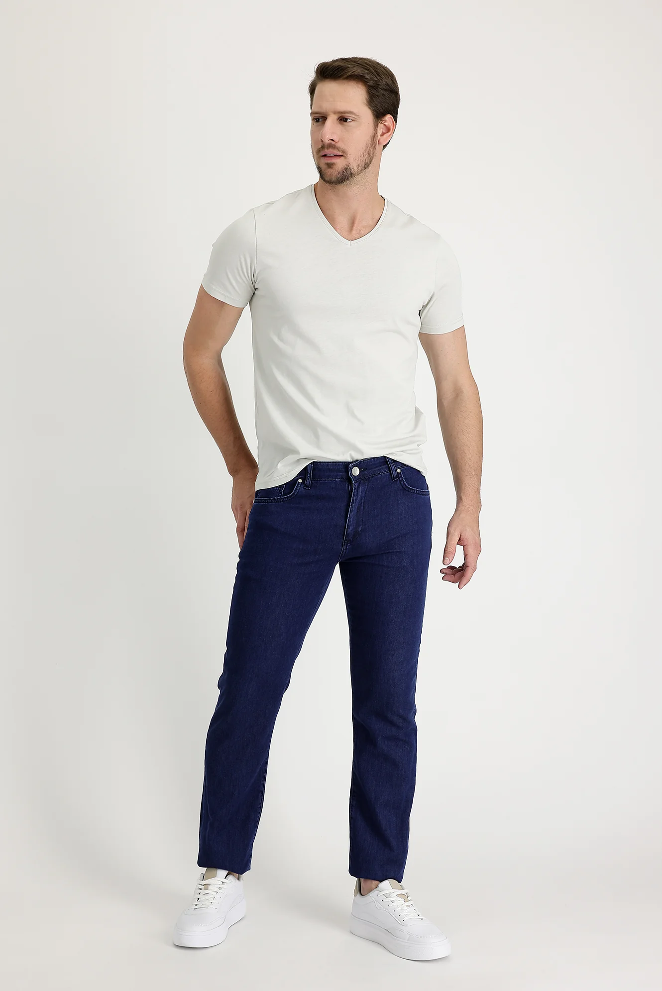 Koyu Lacivert Regular Fit Standart Kesim Pamuk Denim Pantolon