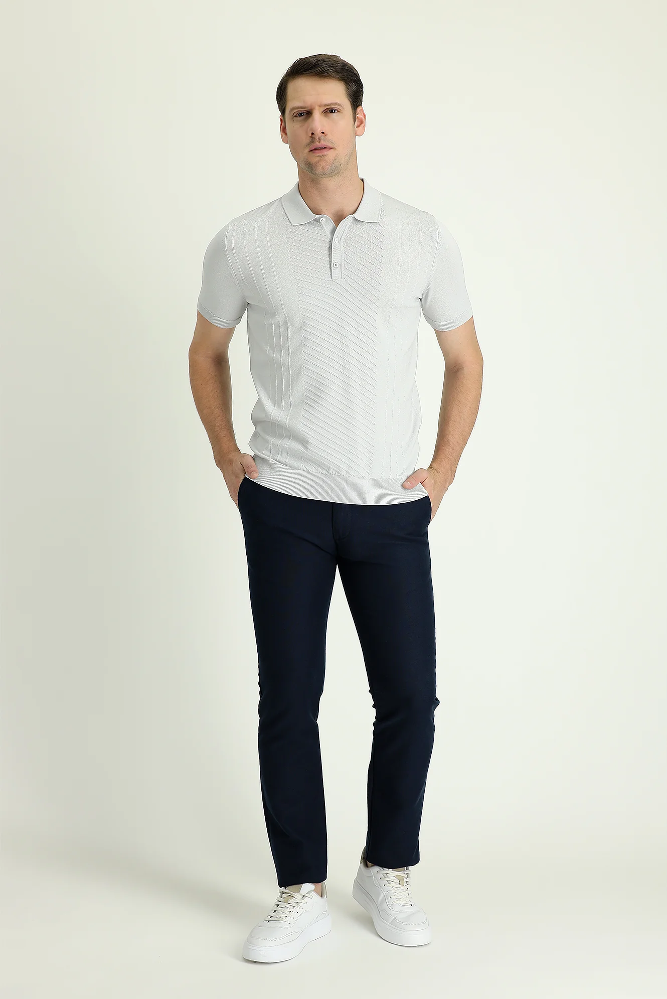 Koyu Lacivert Regular Fit Standart Kesim Pamuk Kanvas / Chino Pantolon