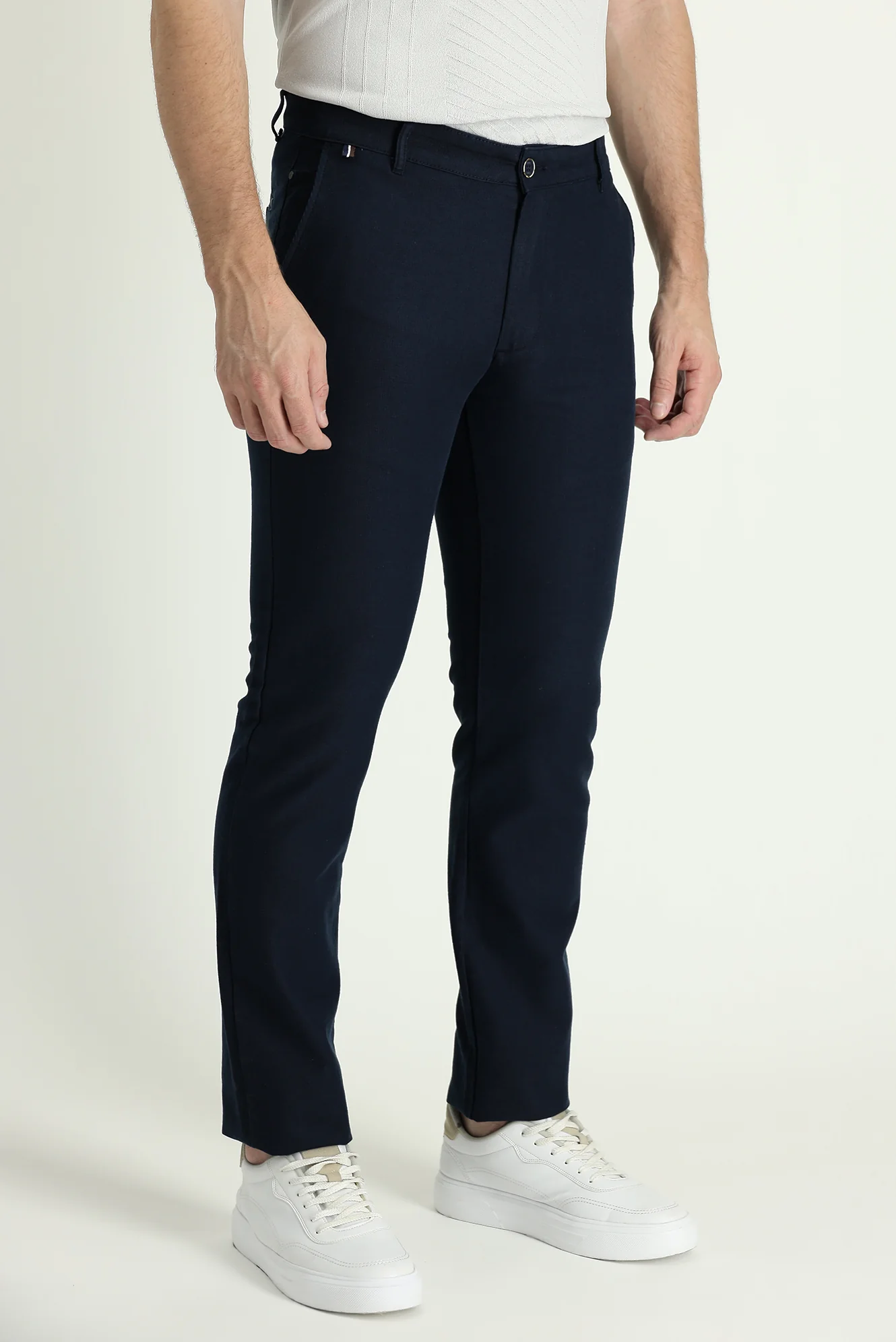 Koyu Lacivert Regular Fit Standart Kesim Pamuk Kanvas / Chino Pantolon - Image 2