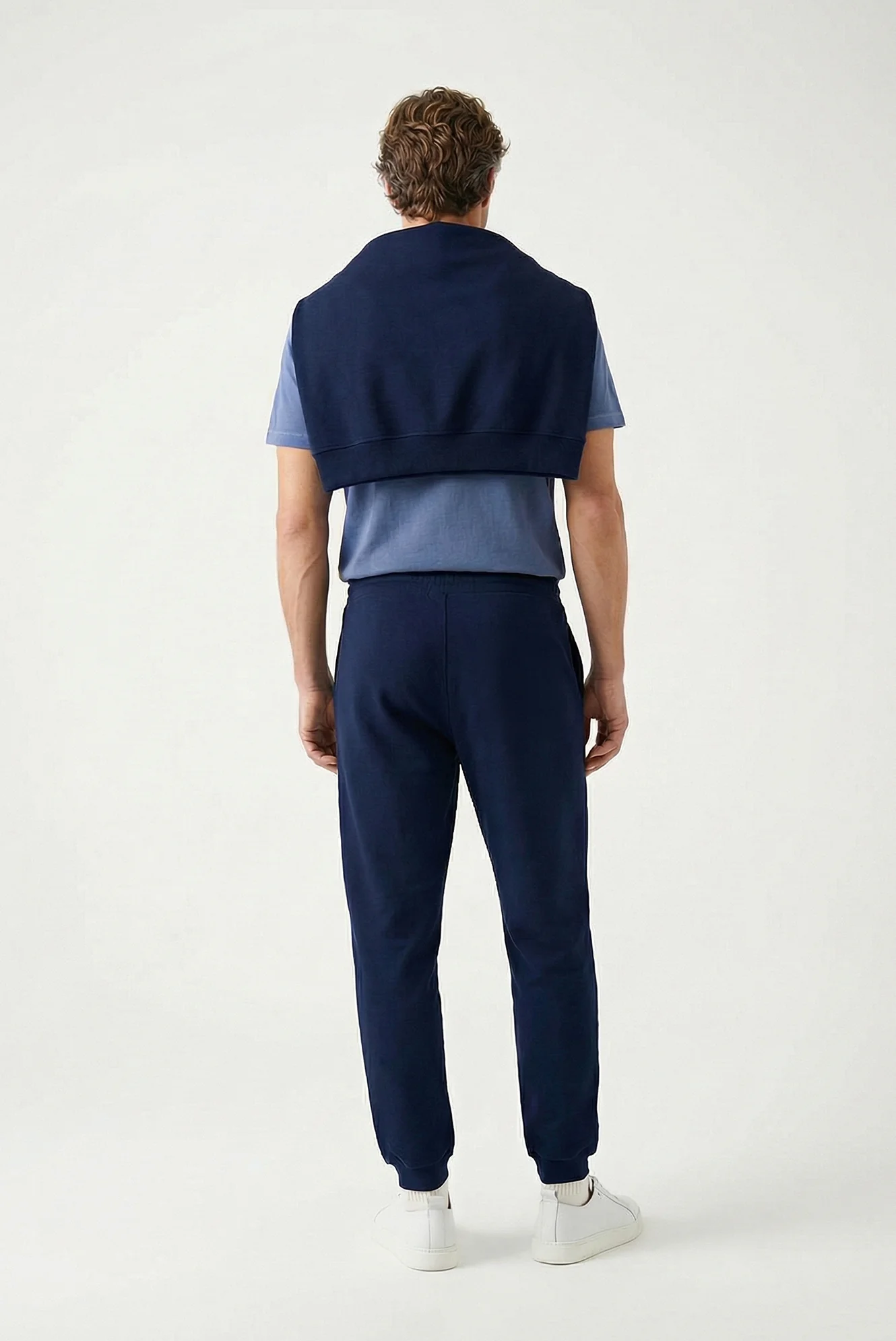 Koyu Lacivert Beli Lastikli İpli Cepli Pamuklu Sweatpant / Eşofman Altı - Image 3