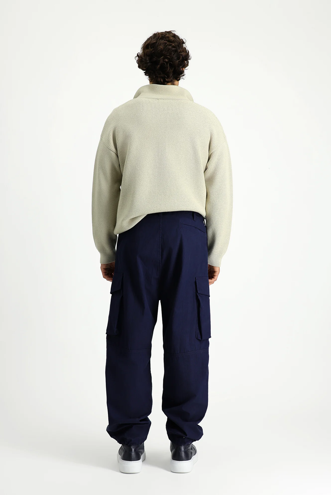 Koyu Lacivert Engineered Fit Pamuklu Kargo Pantolon - Image 6