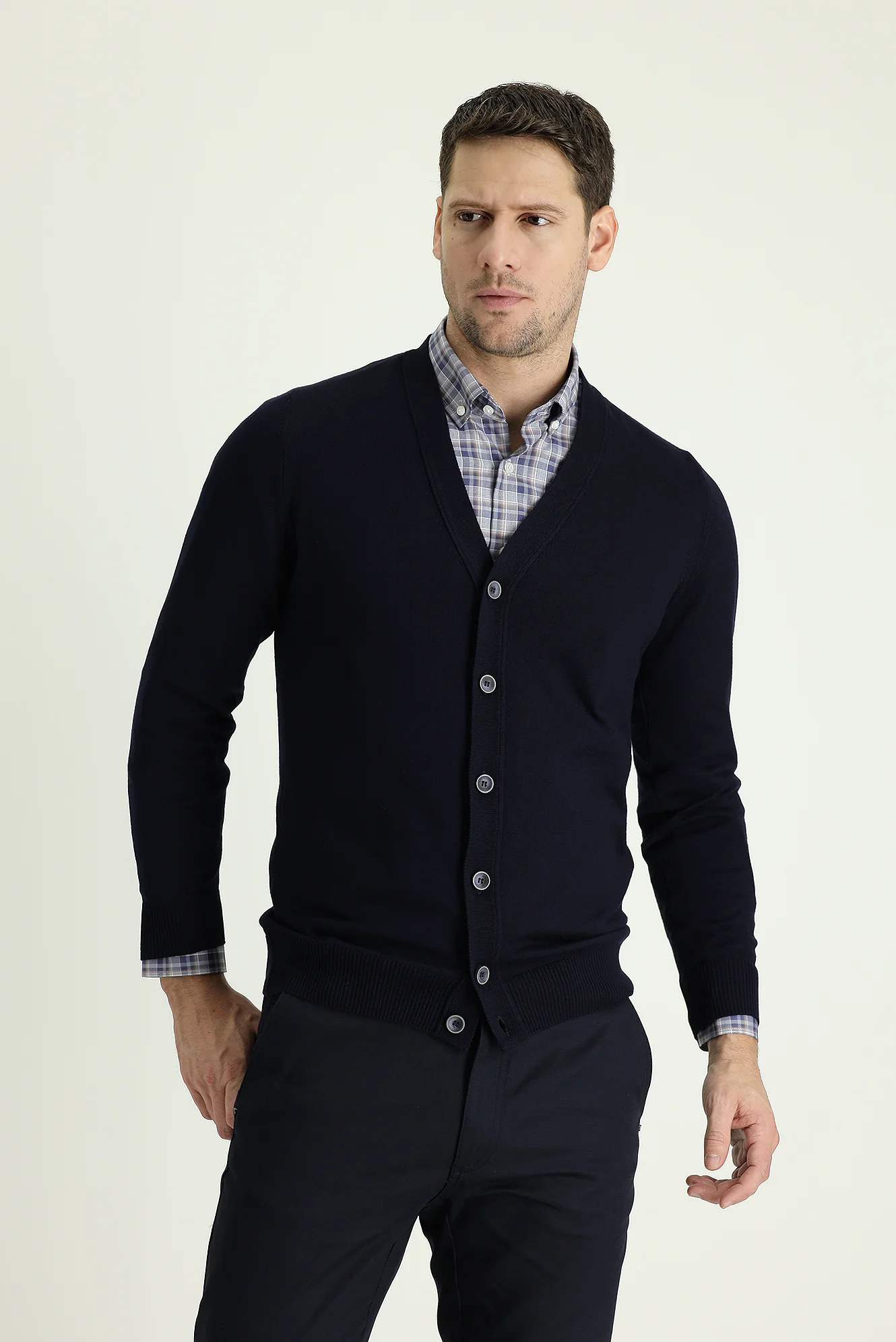 Koyu Lacivert Regular Fit Triko Hırka - Image 2