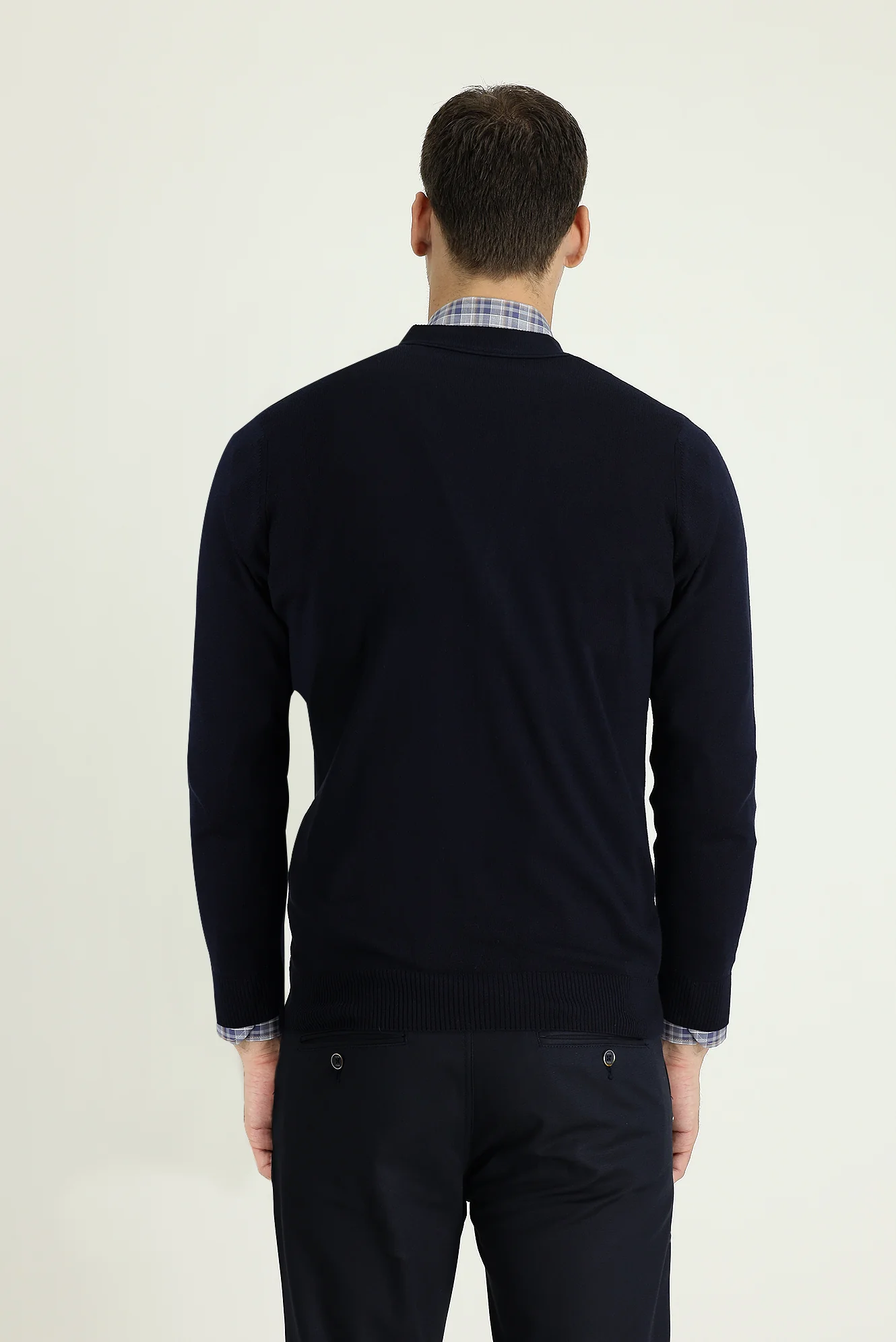 Koyu Lacivert Regular Fit Triko Hırka - Image 3