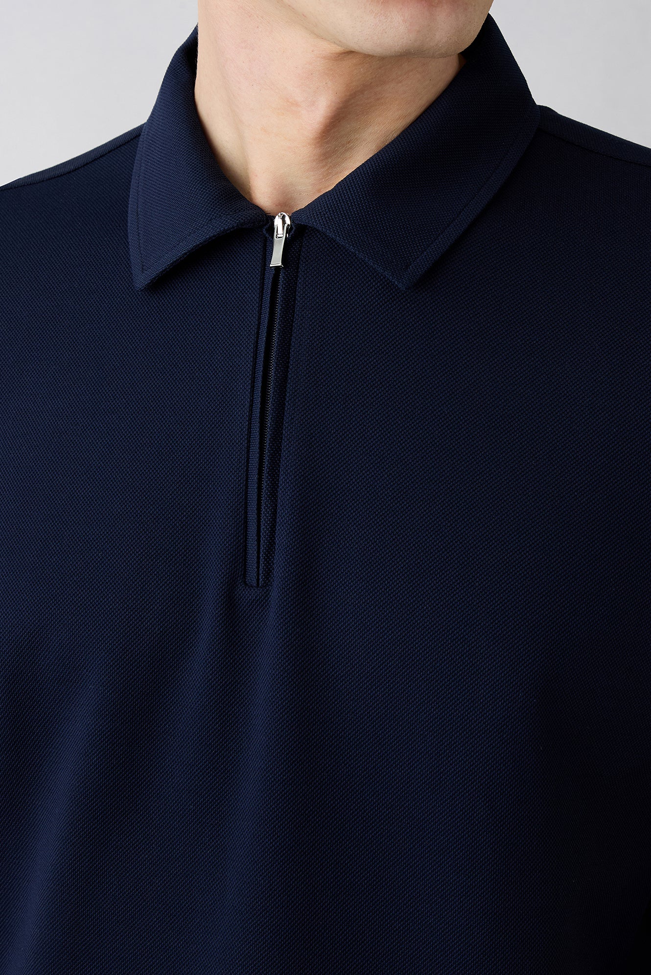 Koyu Lacivert Regular Fit Pamuk Fermuarlı Polo Yaka Tişört - Image 4