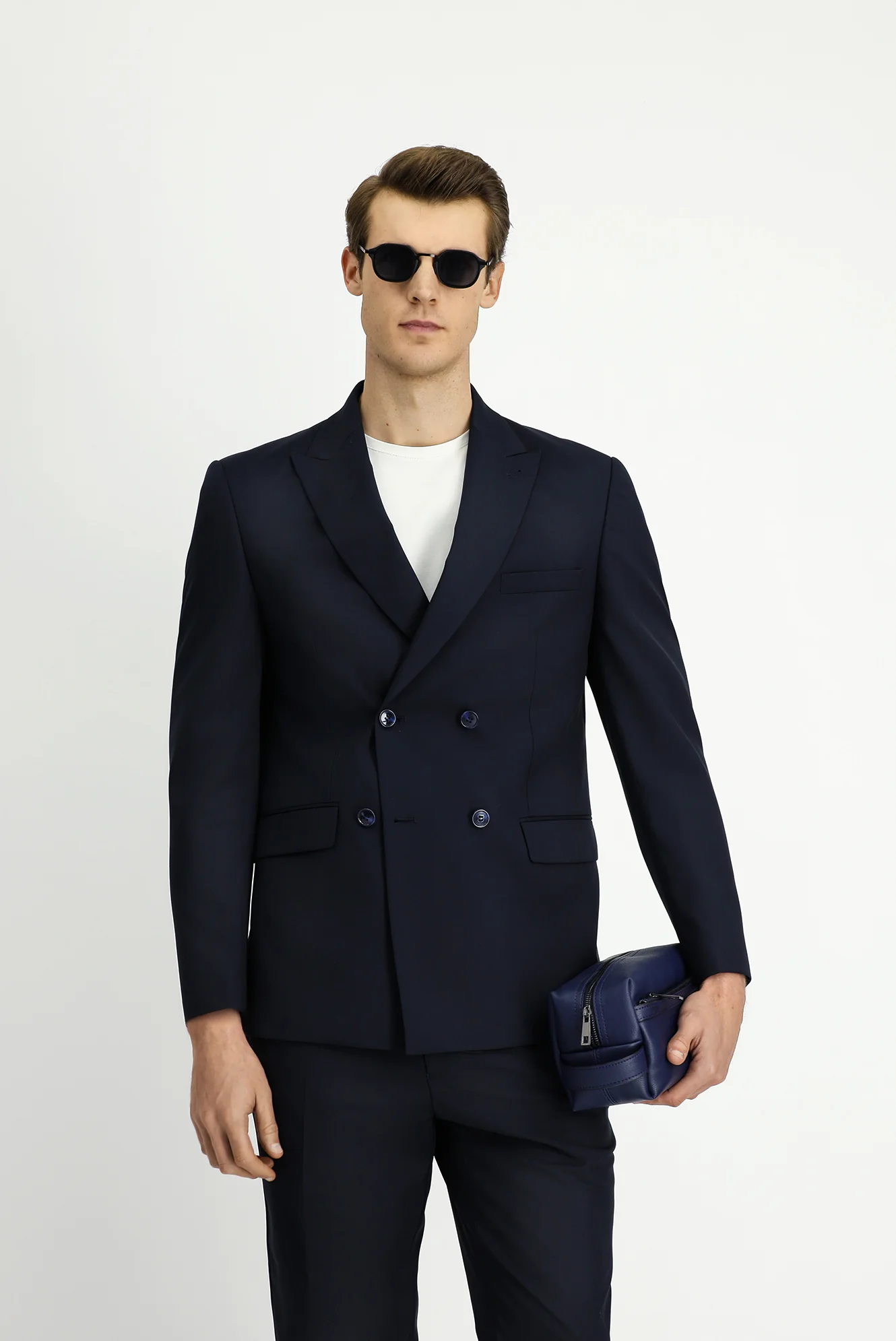 Koyu Lacivert 6 Drop Regular Fit Standart Kesim Kruvaze Takım Elbise - Image 2