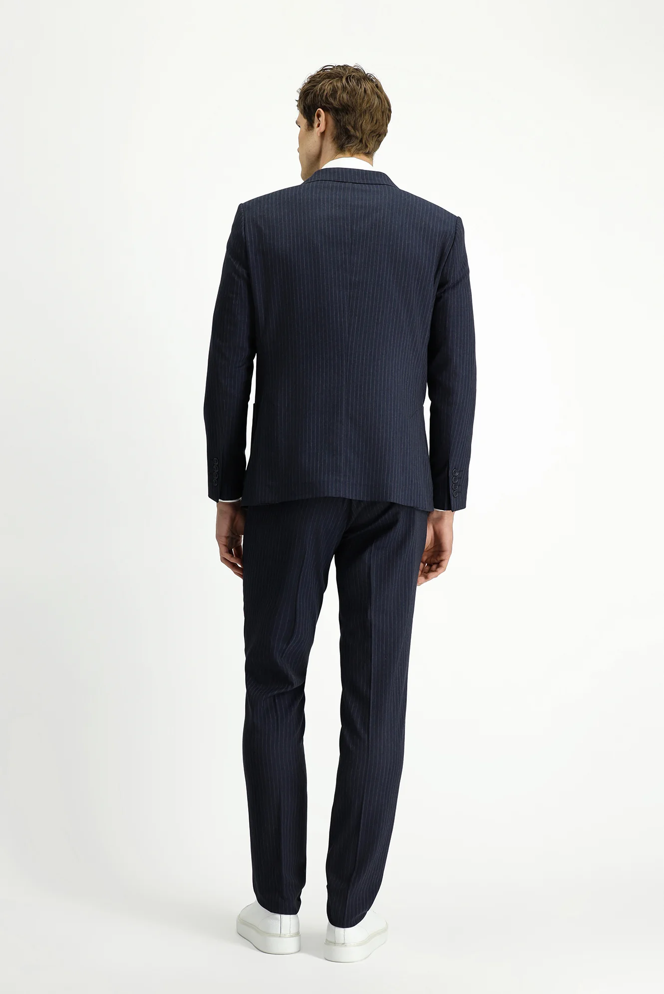 Koyu Lacivert 6 Drop Regular Fit Standart Kesim Çizgili Takım Elbise - Image 6