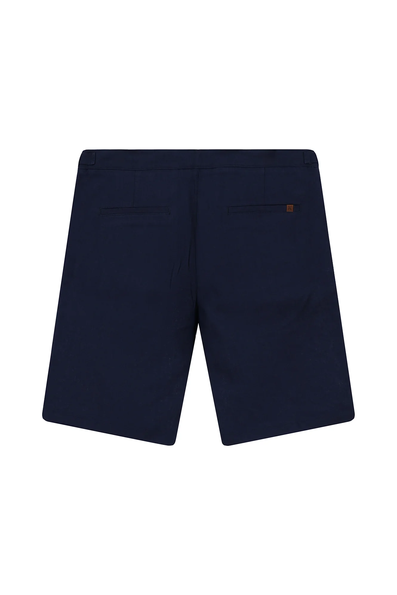 Koyu Lacivert Regular Fit Standart Kesim Tokalı Keten Bermuda Şort - Image 2