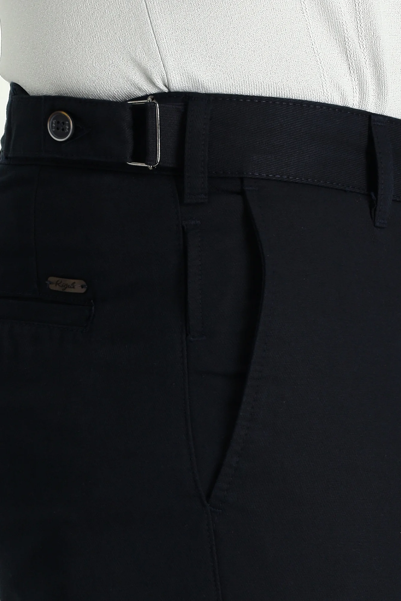 Koyu Lacivert Regular Fit Standart Kesim Tokalı Pamuklu Kanvas / Chino Pantolon - Image 5