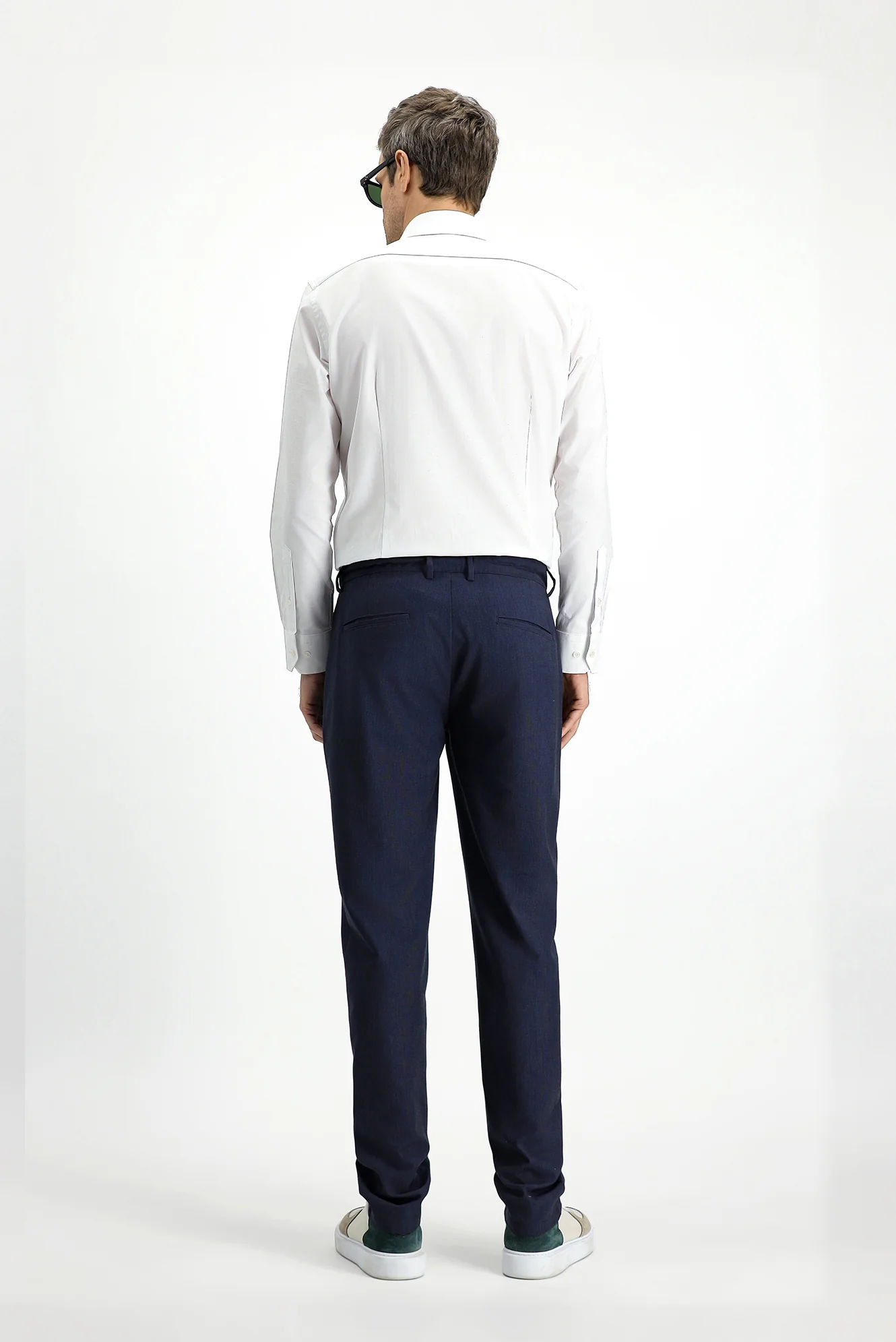 Koyu Lacivert 6 Drop Regular Fit Standart Kesim Yünlü Beli Lastikli İpli Klasik Kumaş Pantolon - Image 5