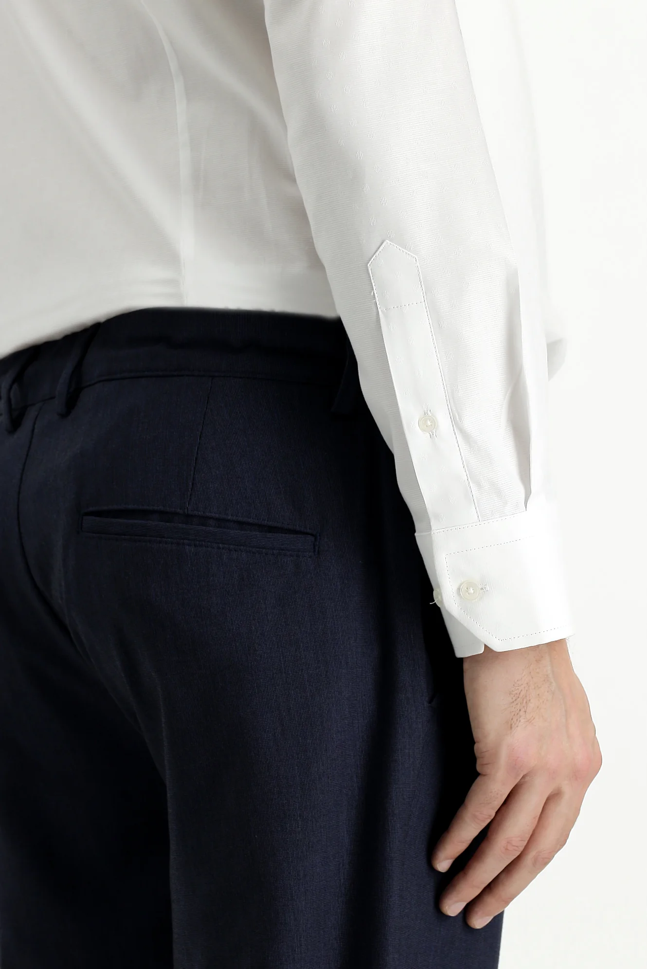Koyu Lacivert 6 Drop Regular Fit Standart Kesim Yünlü Beli Lastikli İpli Klasik Kumaş Pantolon - Image 6